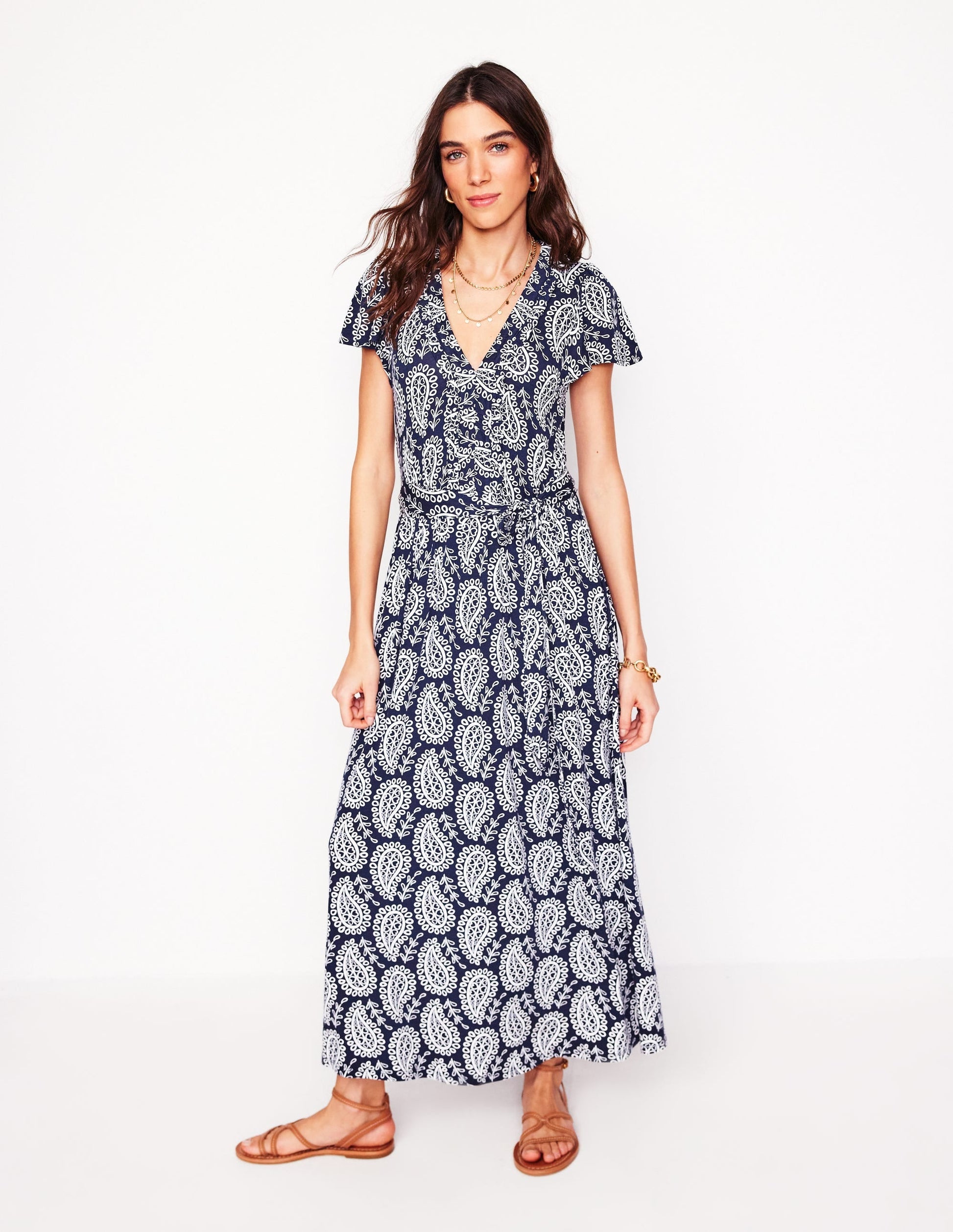 Nicola Jersey Tea Dress-French Navy,  Paisley Heart-6