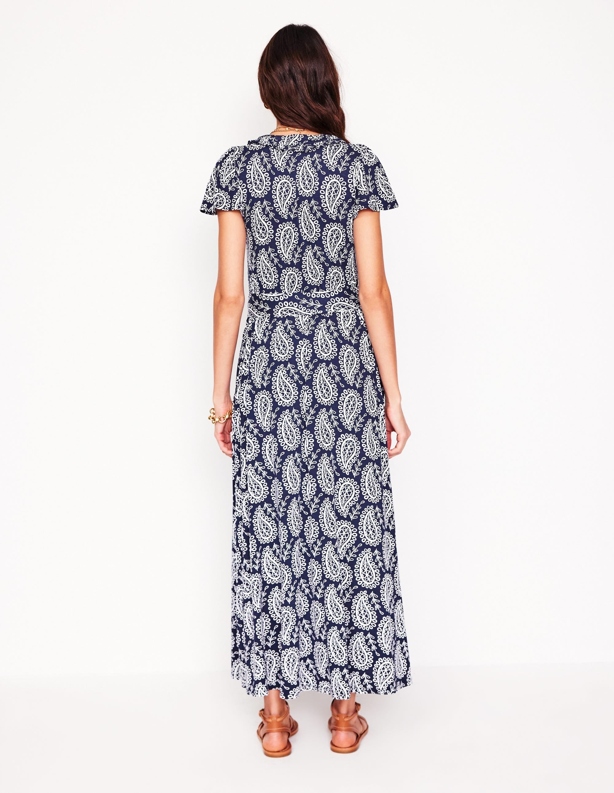 Nicola Jersey Tea Dress-French Navy,  Paisley Heart - Image 7
