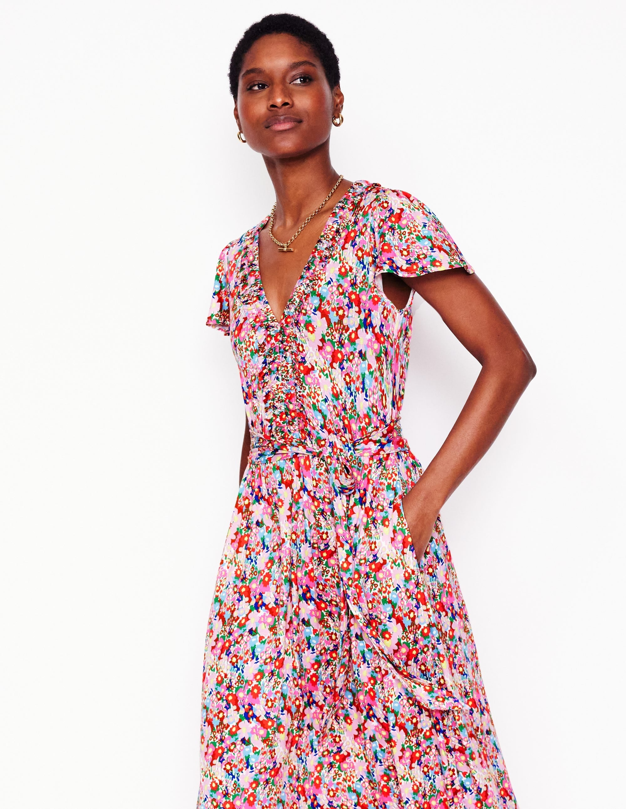 Nicola Jersey Tea Dress-Multi, Wildflower Garden - Image 3