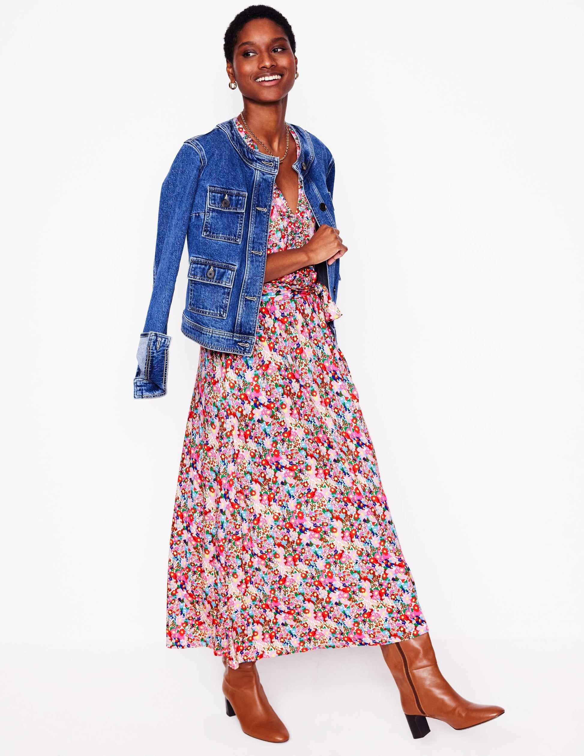 Nicola Jersey Tea Dress-Multi, Wildflower Garden-5