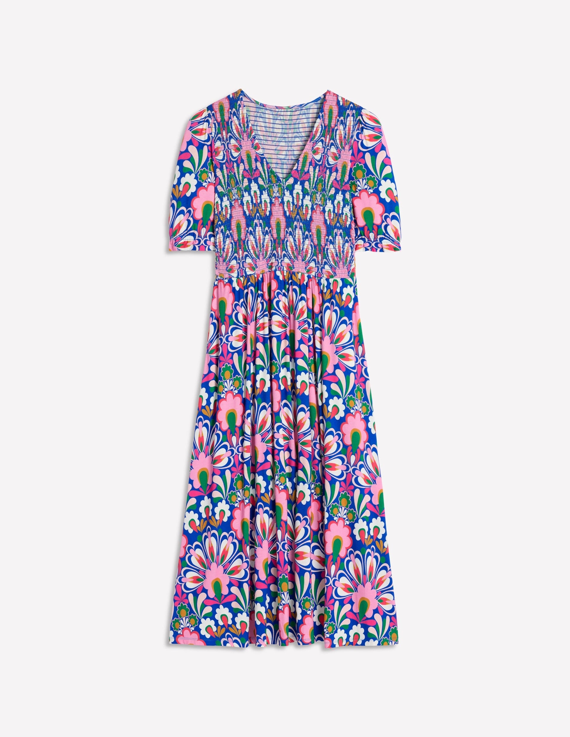 Bethany Smocked Jersey Dress-Gallery Blue, Dandelion-7
