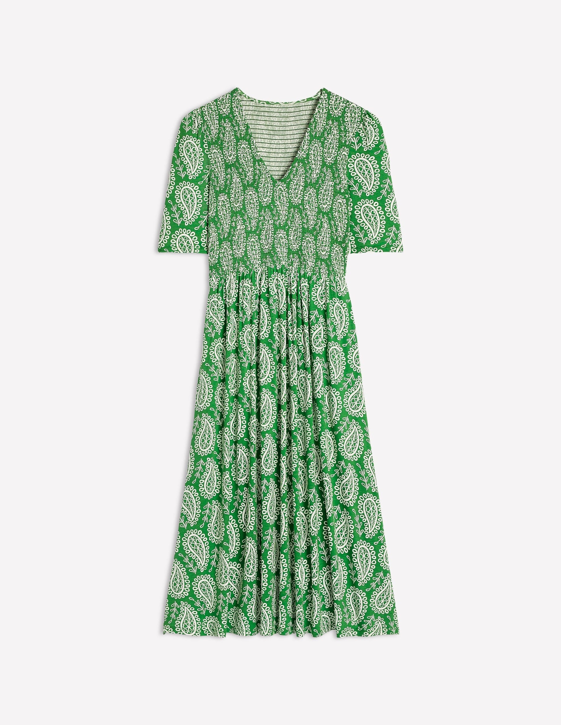 Bethany Smocked Jersey Dress-Paradise Green, Paisley Heart-6