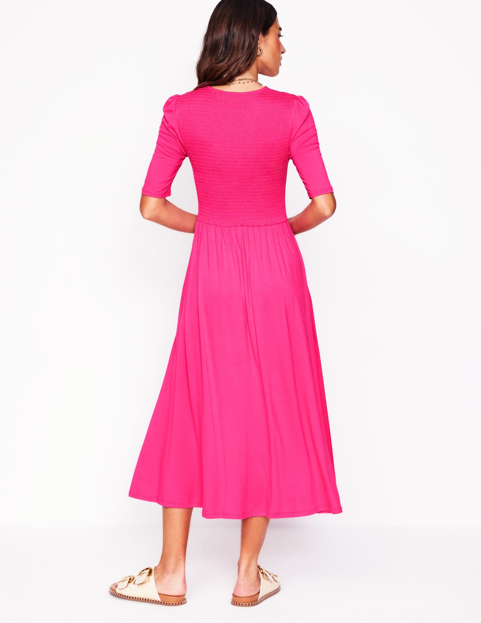 Bethany Smocked Jersey Dress-Pink Peony-3