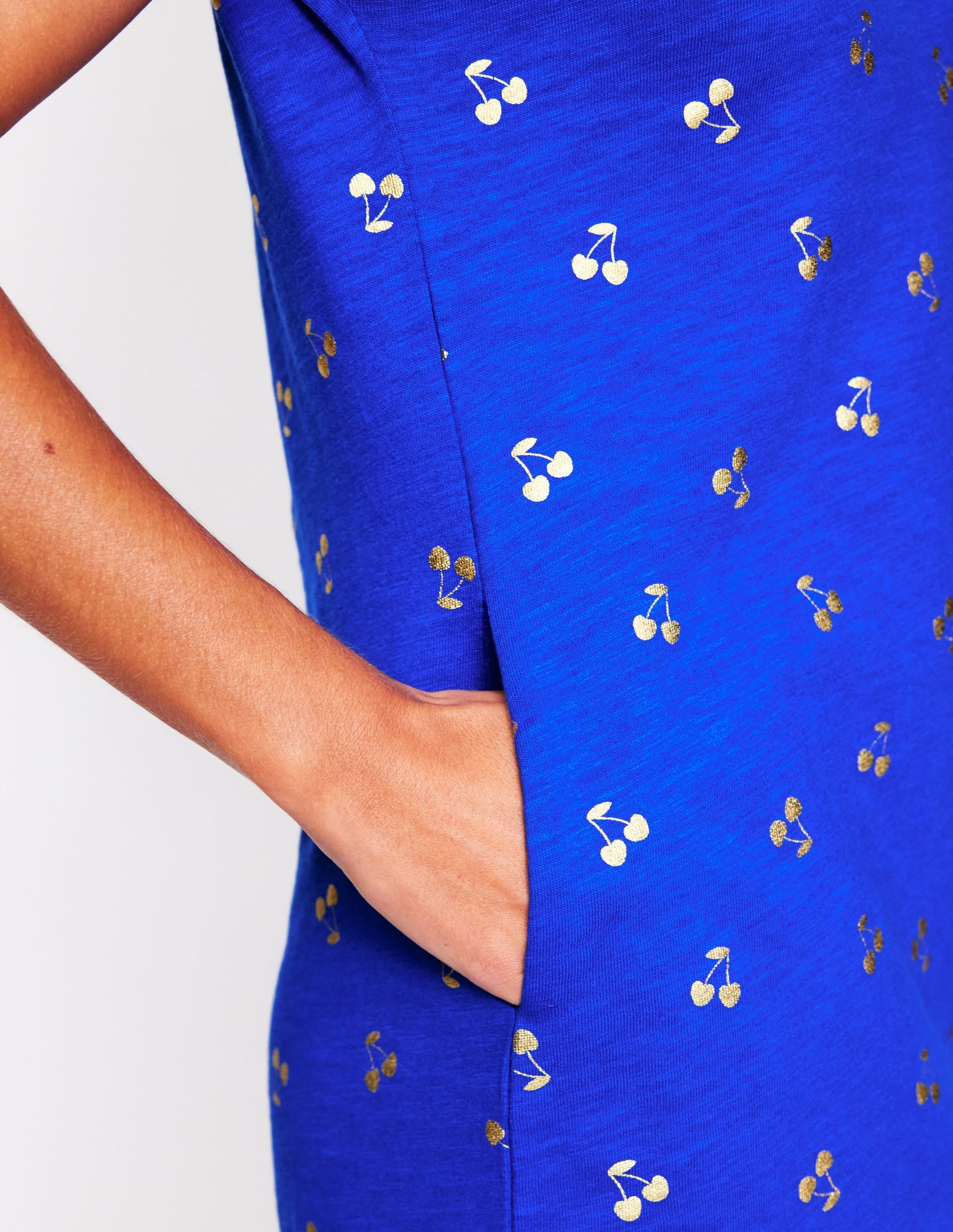 Leah Jersey T-shirt Dress-Gallery Blue, Cherry Ditsy-2