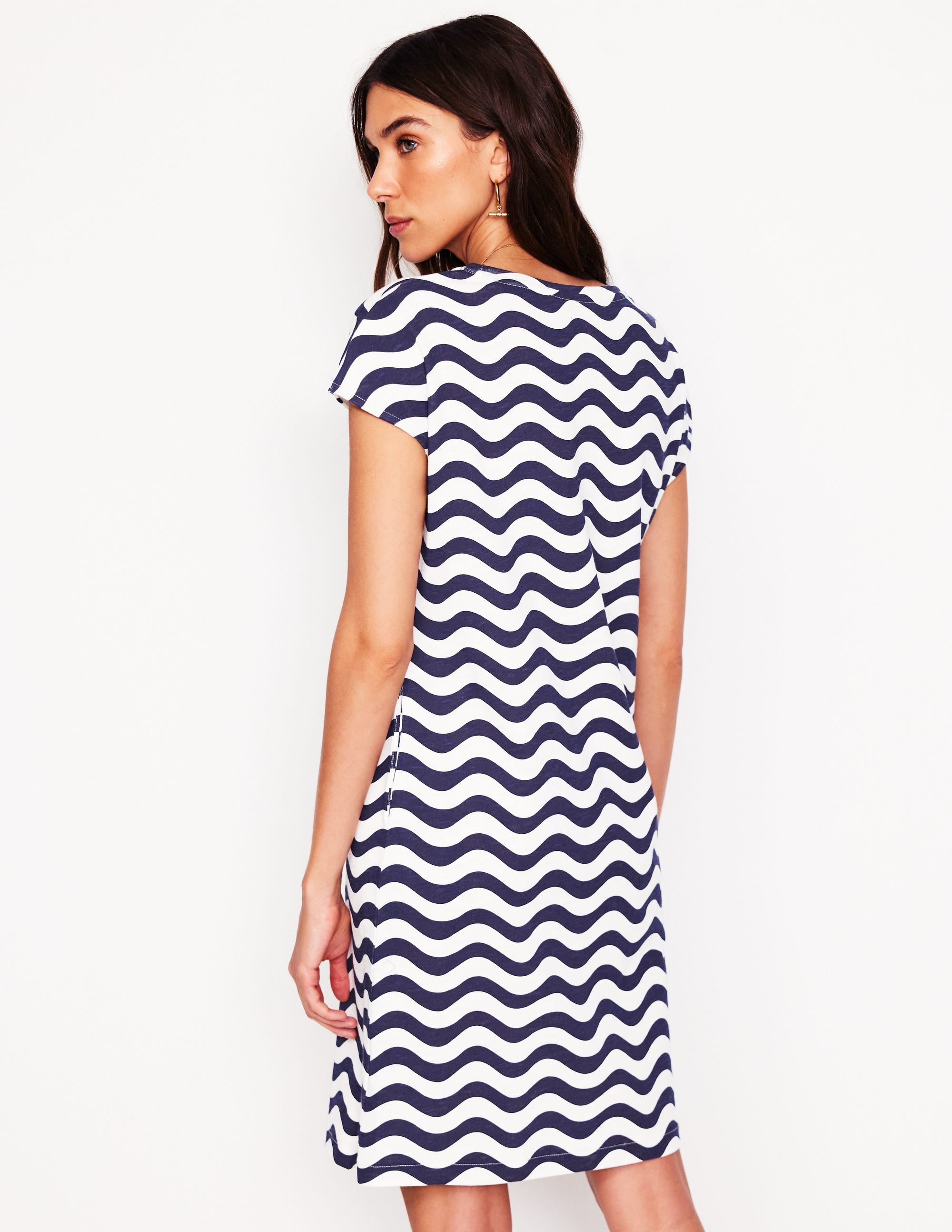 Leah Jersey T-shirt Dress-French Navy, Mono Wave - Image 3