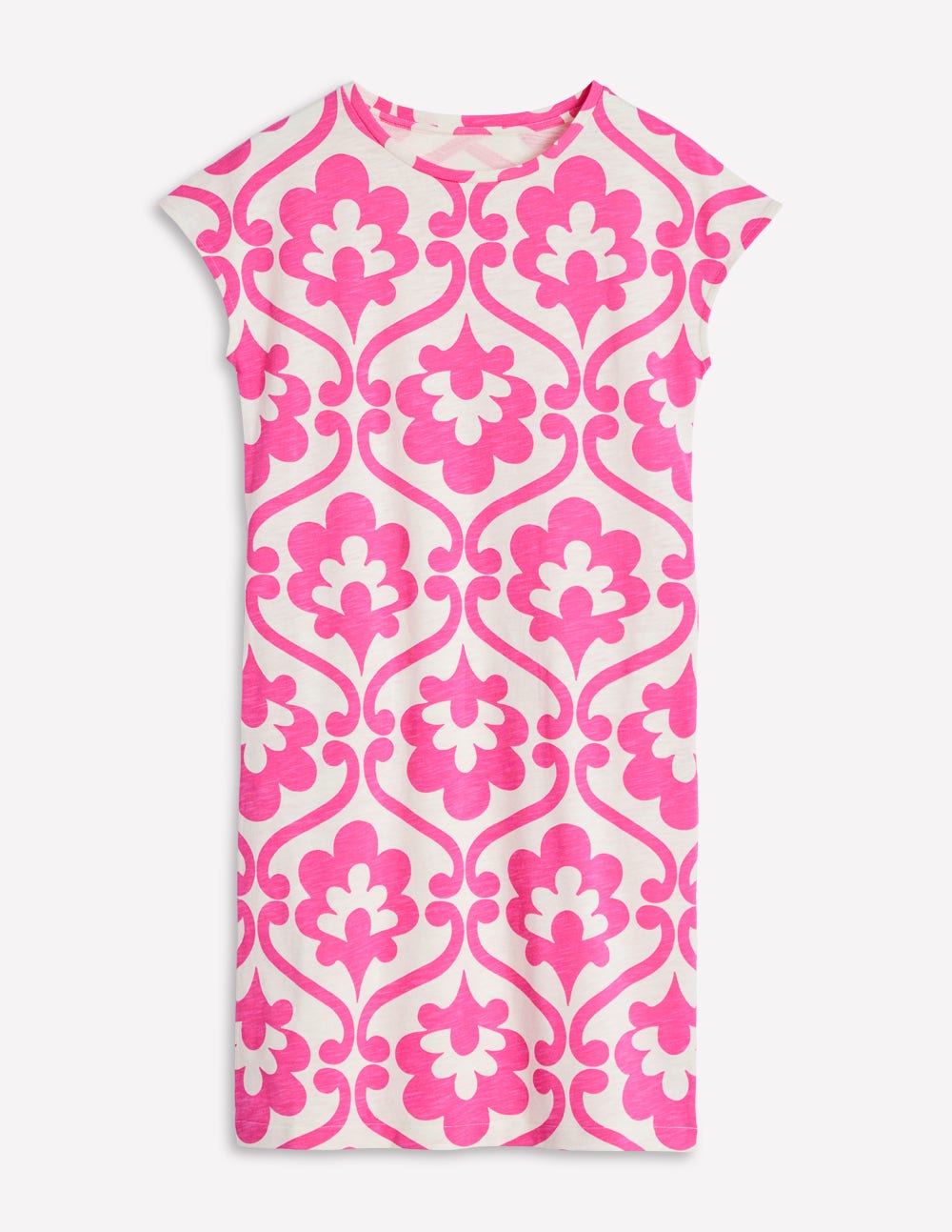 Leah Jersey T-shirt Dress-Carmine Rose, Ivy Trellis-5