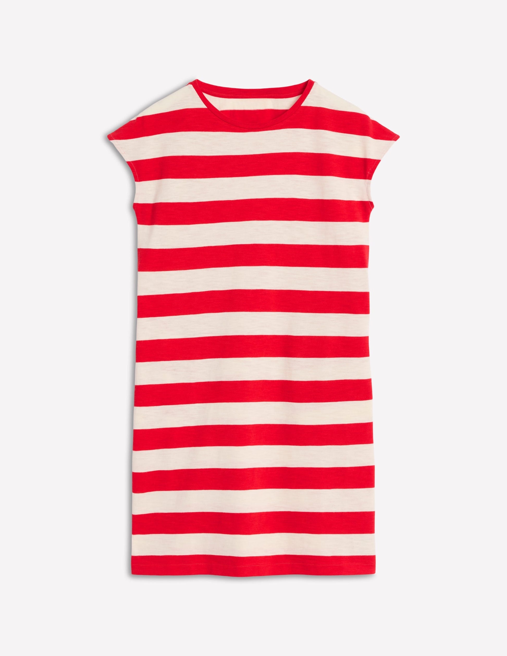 Leah Jersey T-shirt Dress-Poppy Red, White Stripe-5