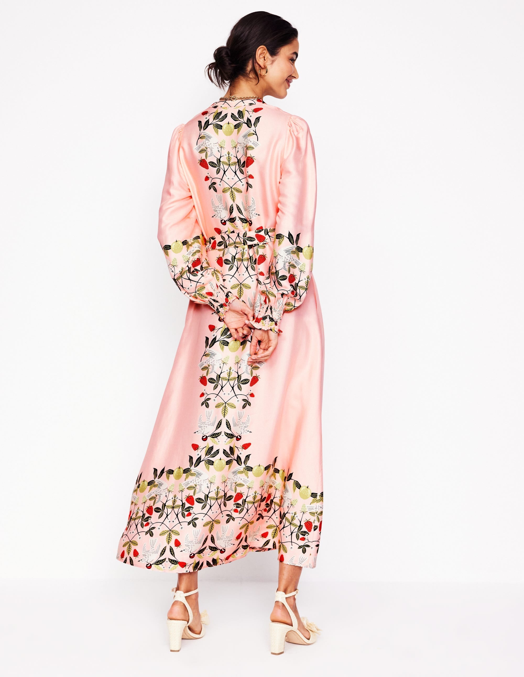 Ruby Collarless Shirt Dress-Pink, Bird Paradise - Image 3