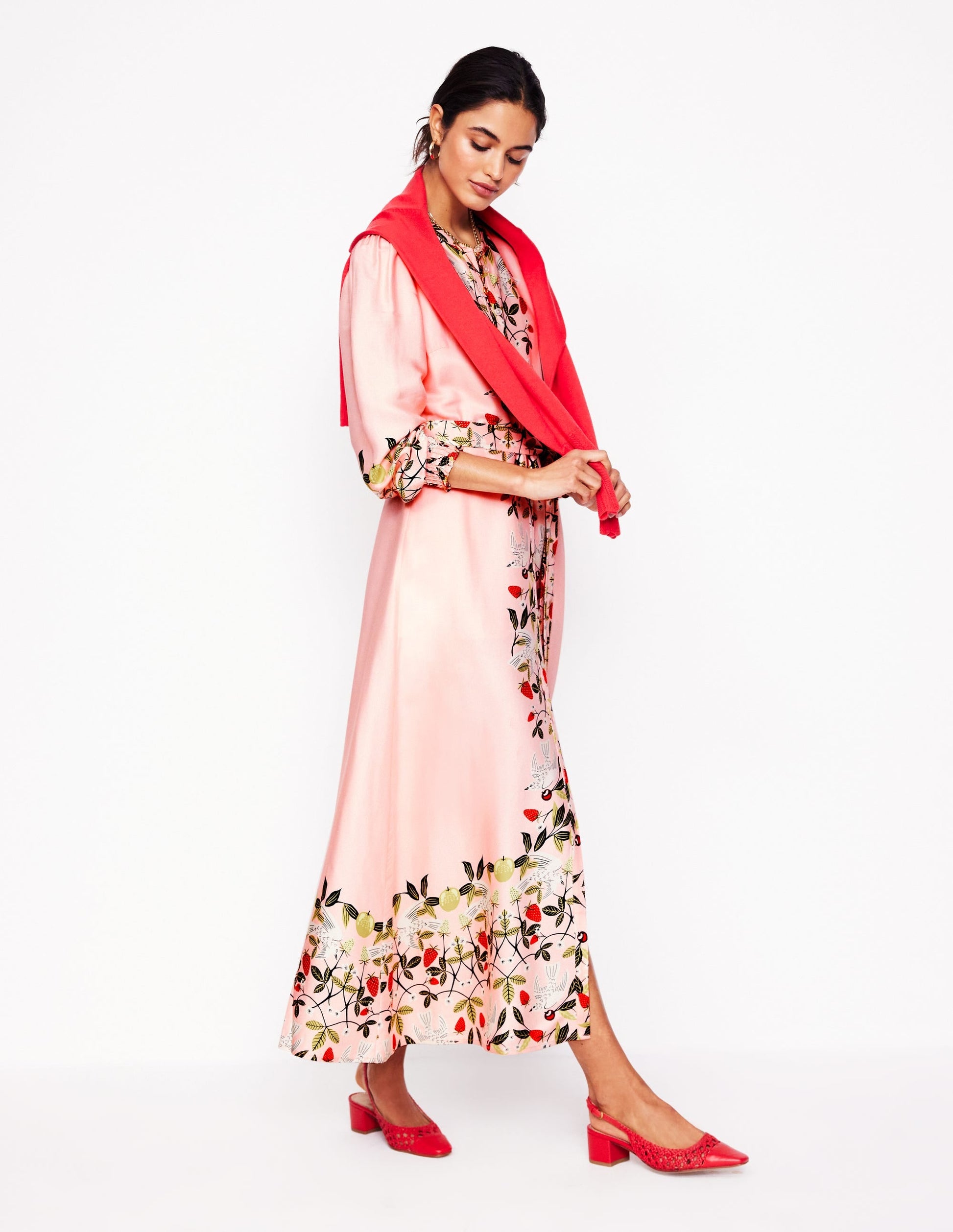 Ruby Collarless Shirt Dress-Pink, Bird Paradise-6