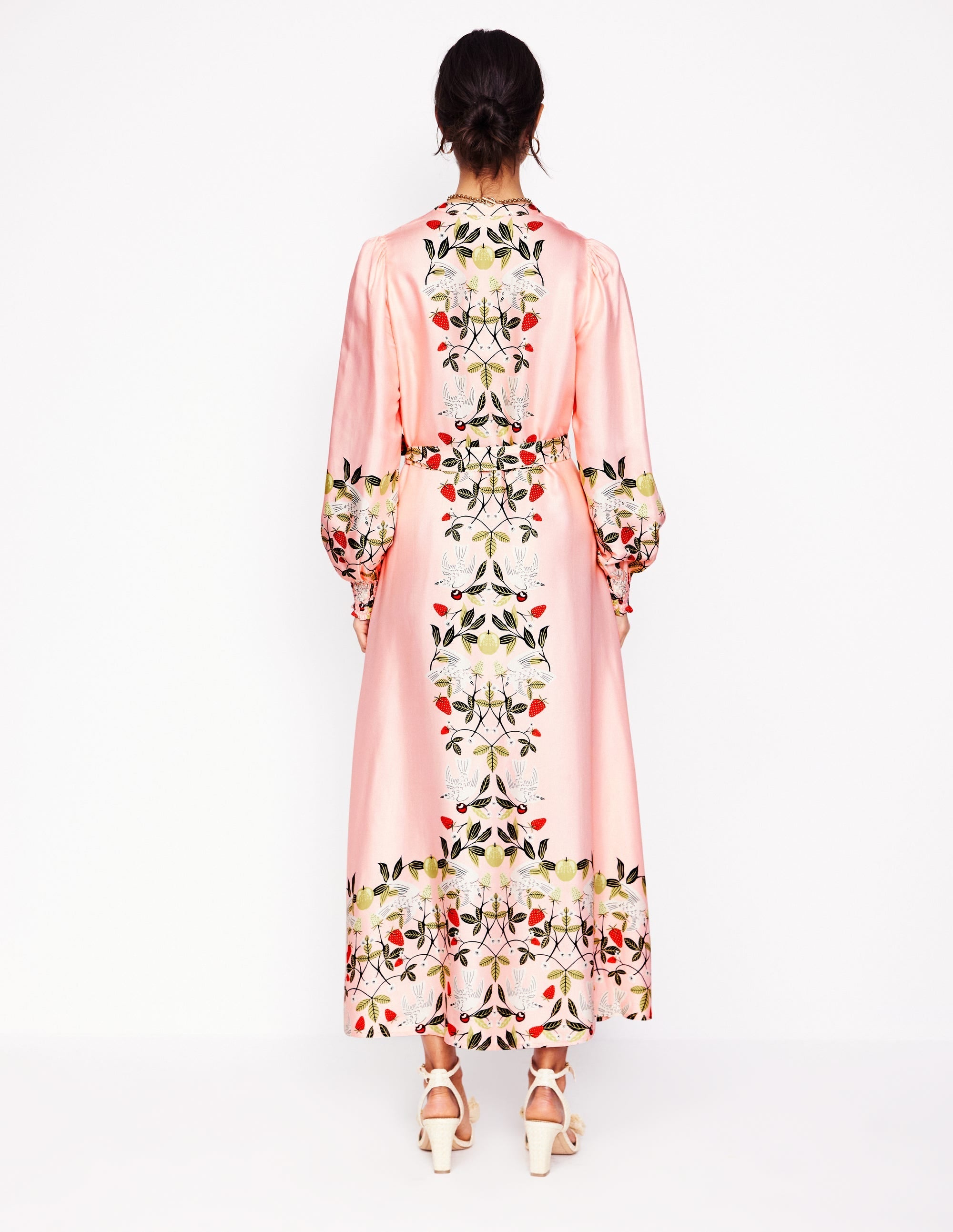 Ruby Collarless Shirt Dress-Pink, Bird Paradise - Image 8