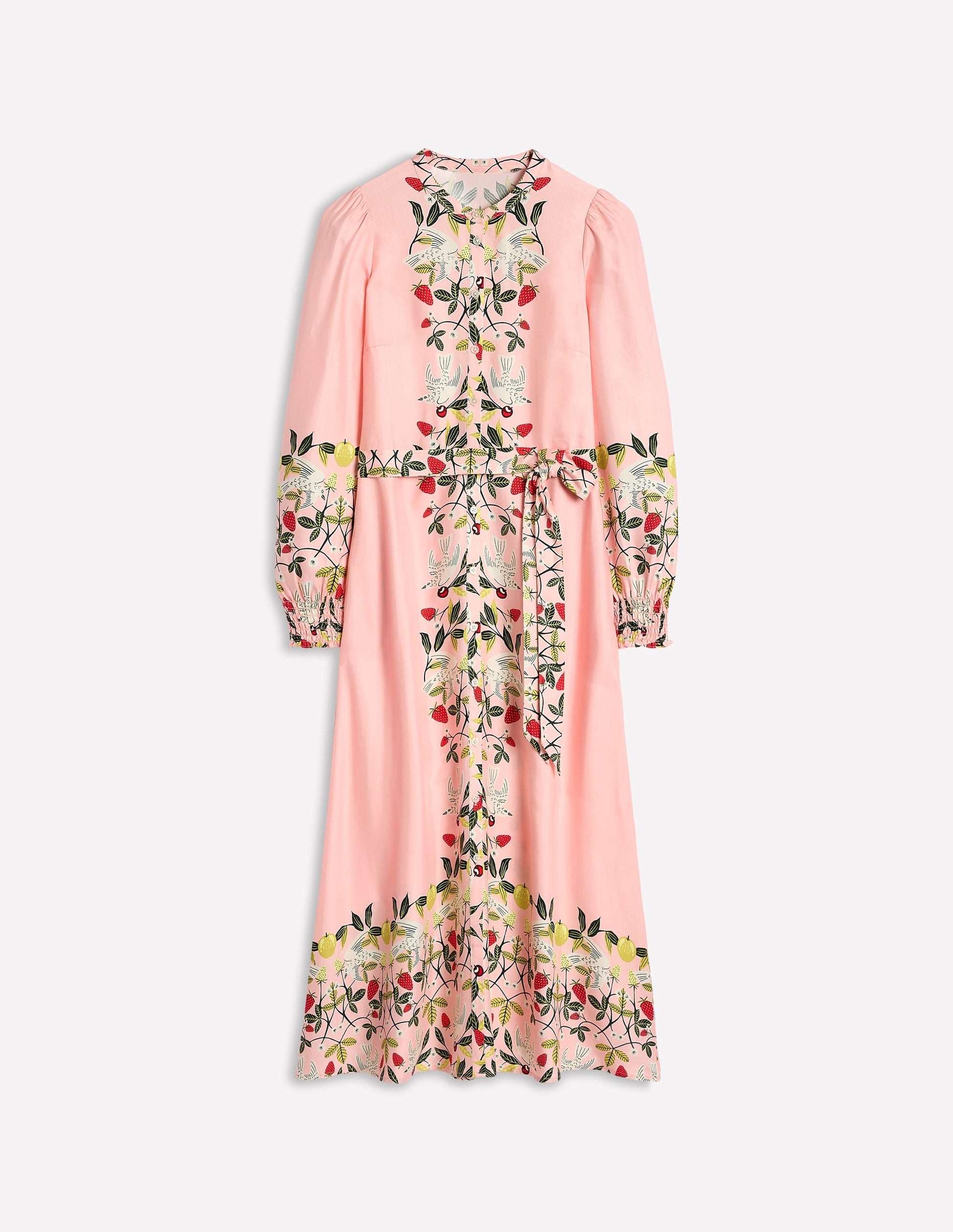 Ruby Collarless Shirt Dress-Pink, Bird Paradise-9