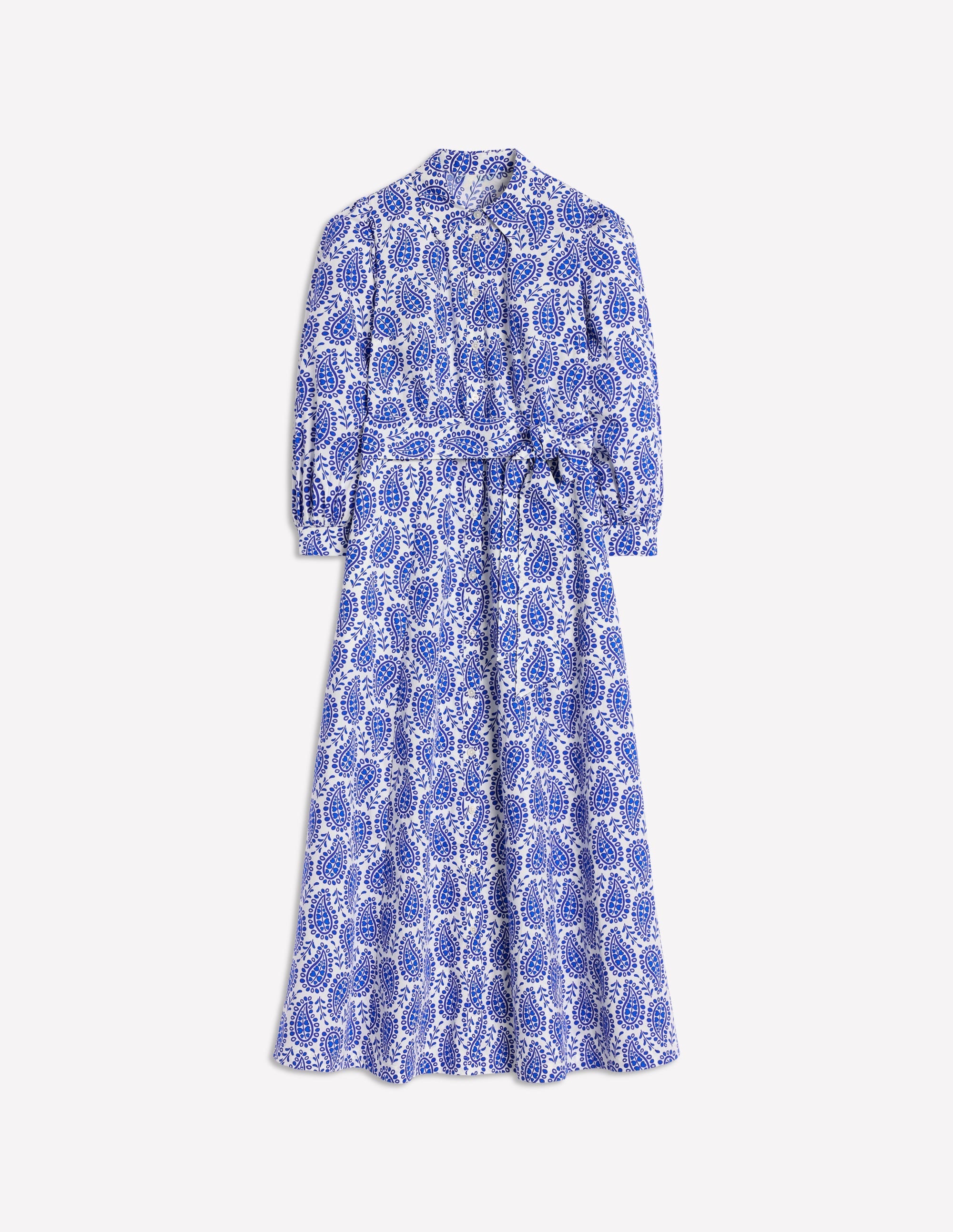 Clara Cotton Shirt Dress-Bright Blue, Paisley Heart - Image 7