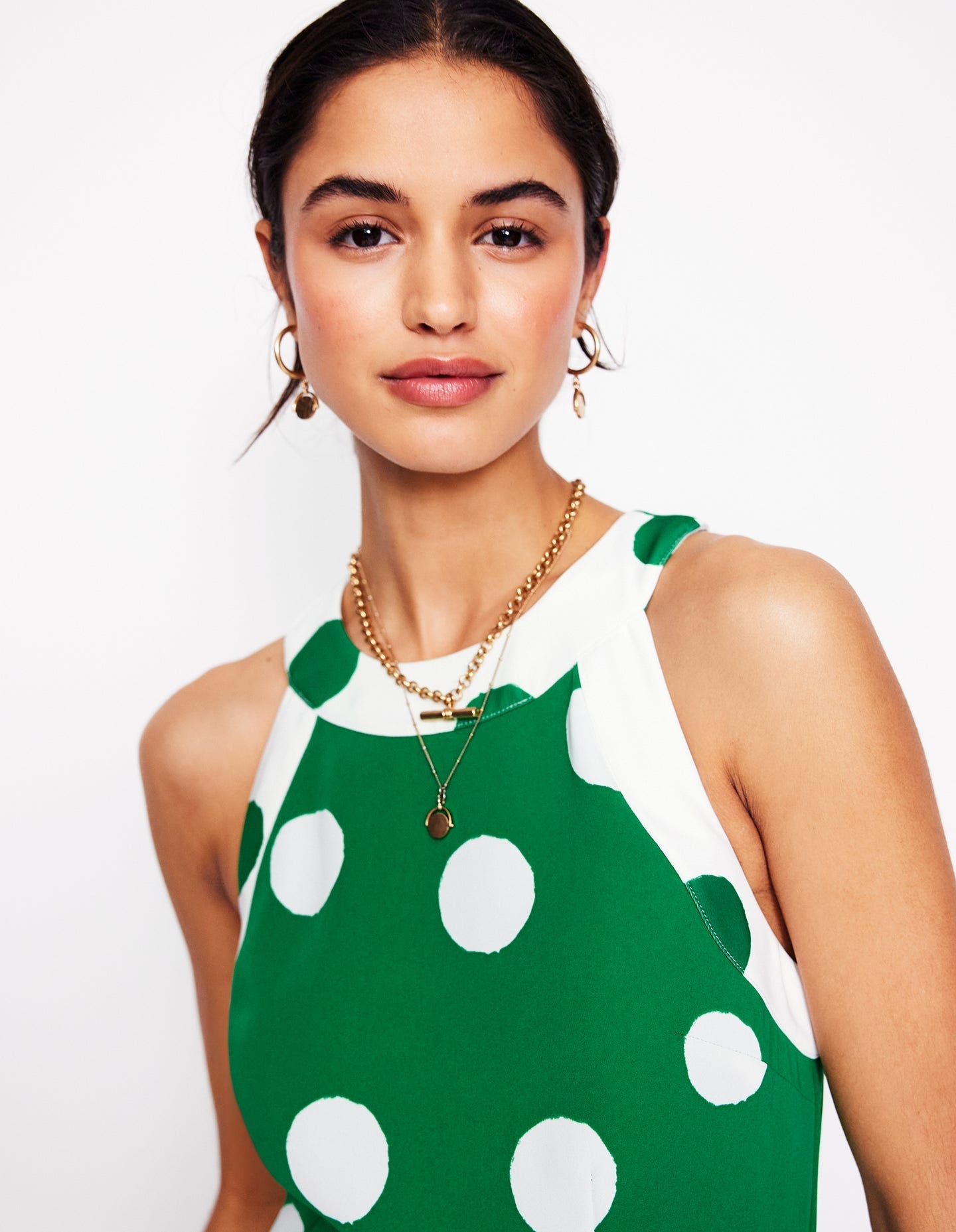 Colourblock Halter Jumpsuit-Rich Emerald, Abstract Dot-3