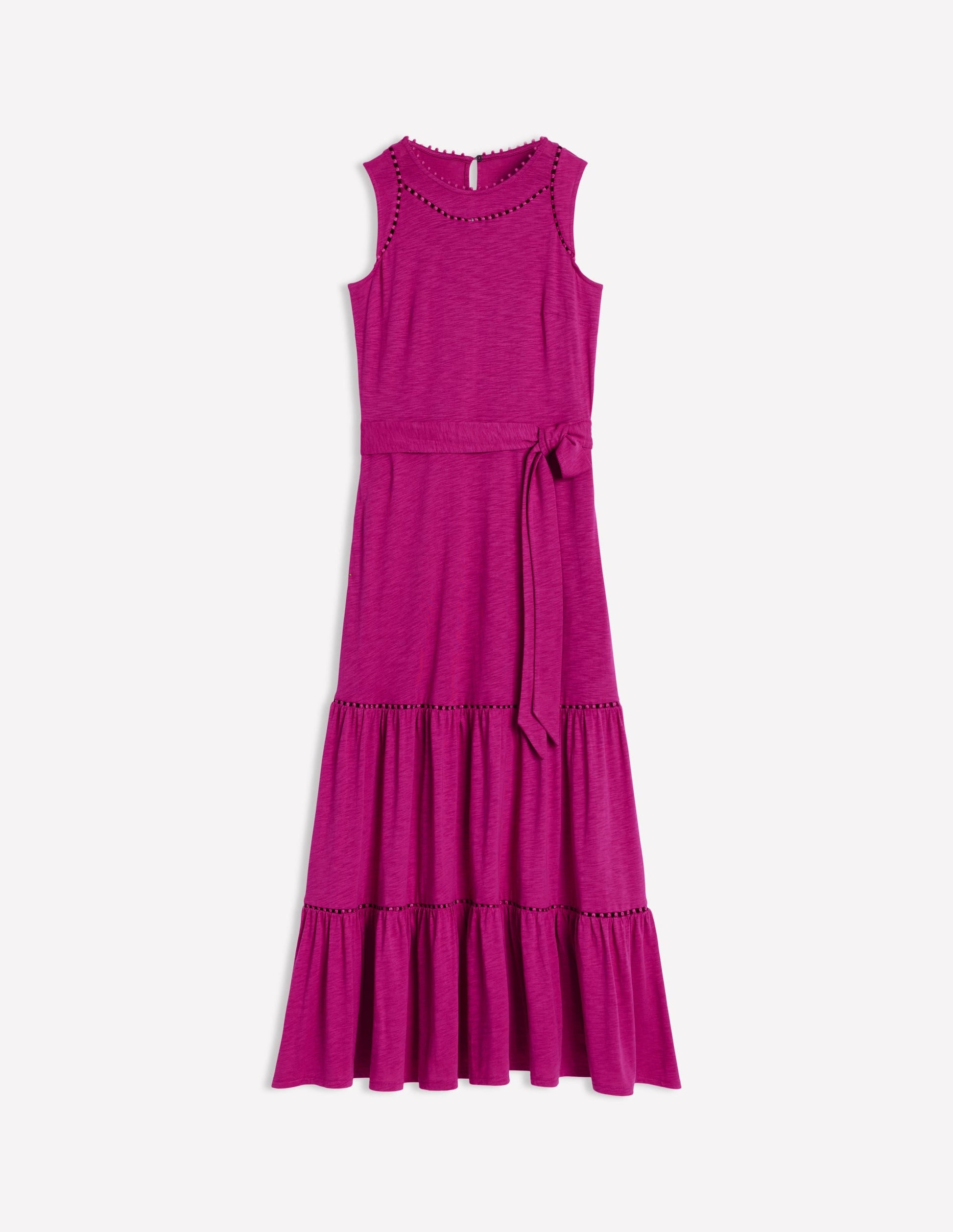 Mila Trim Tiered Jersey Dress-Fuschia-6