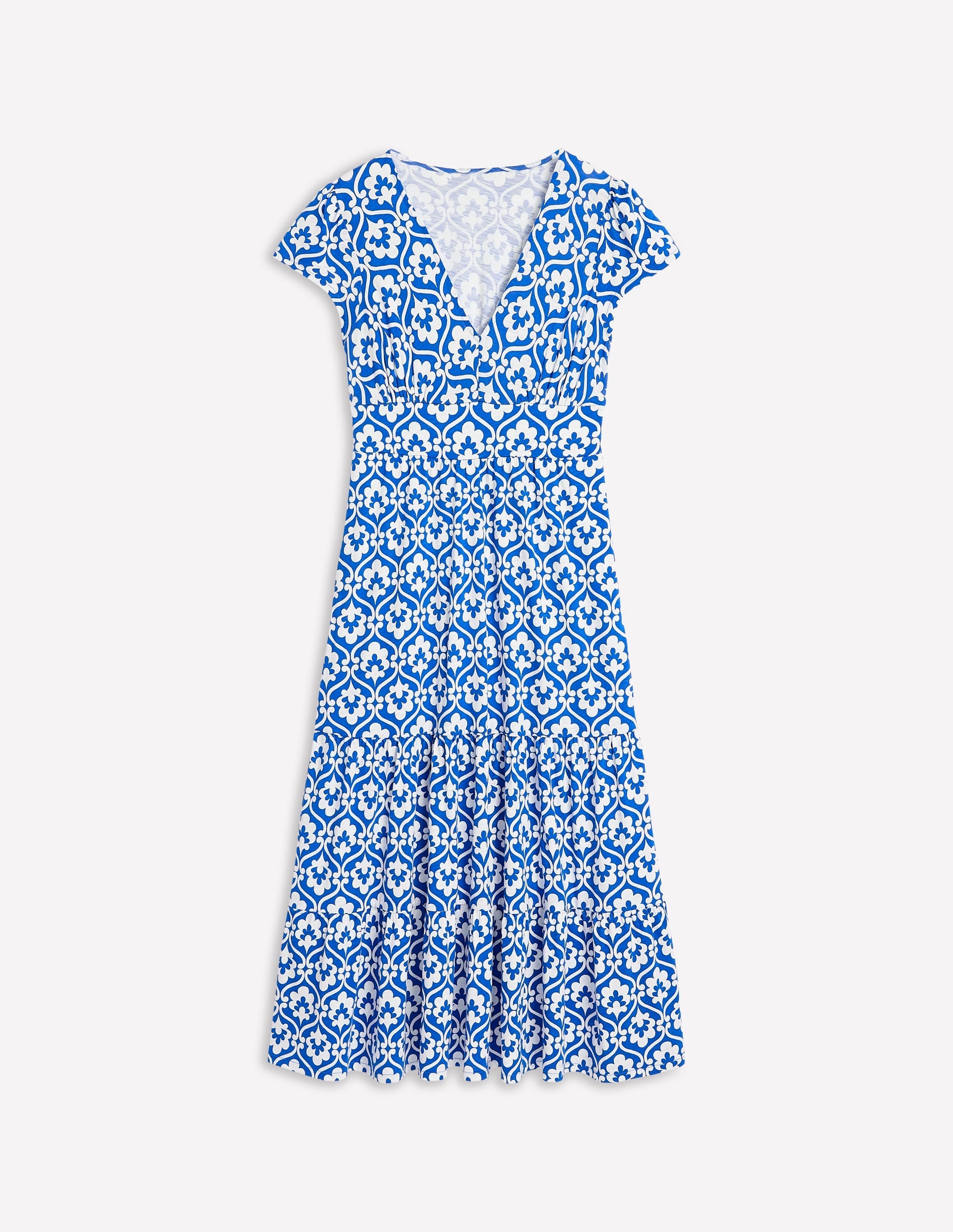 Eloise Tiered Jersey Dress-Gallery Blue, Ivy Trellis - Image 5