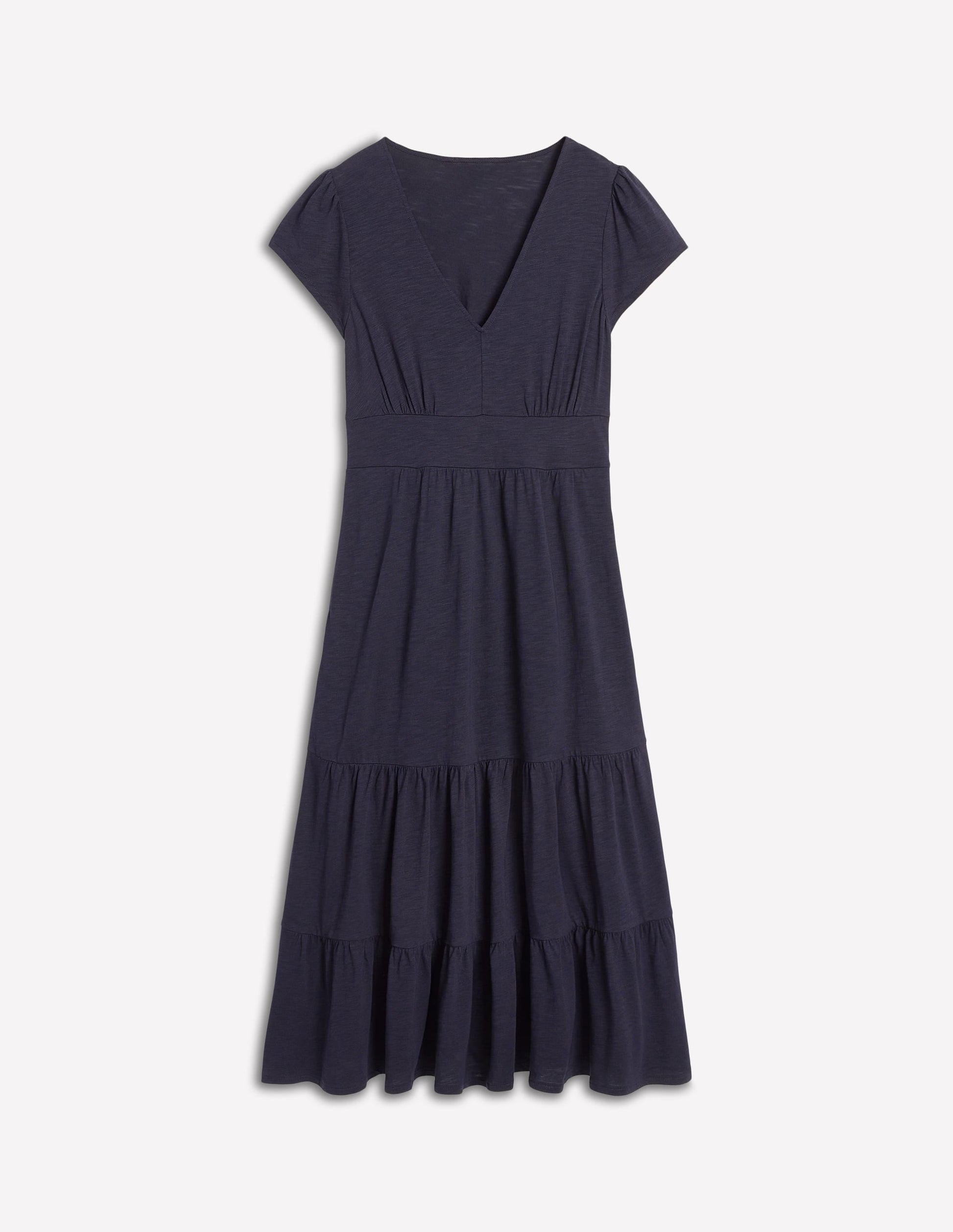 Eloise Tiered Jersey Dress-Navy-5