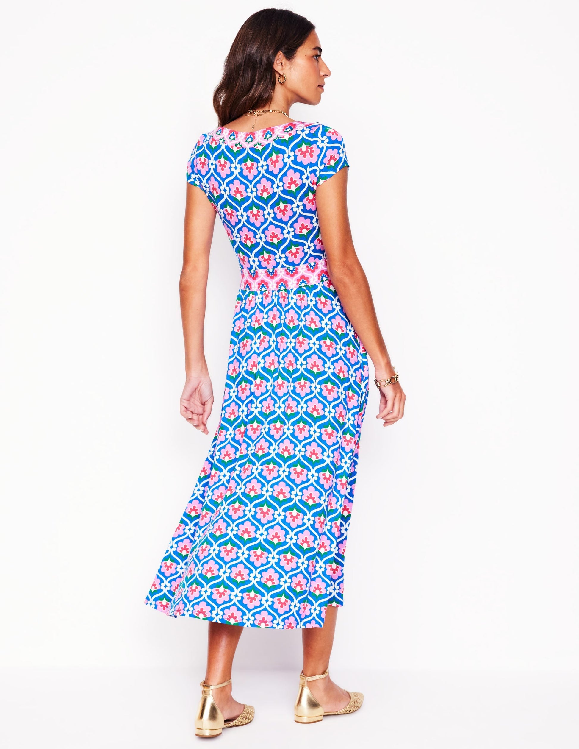 Melanie Jersey Midi Dress-Gallery Blue, Ivy Trellis-3