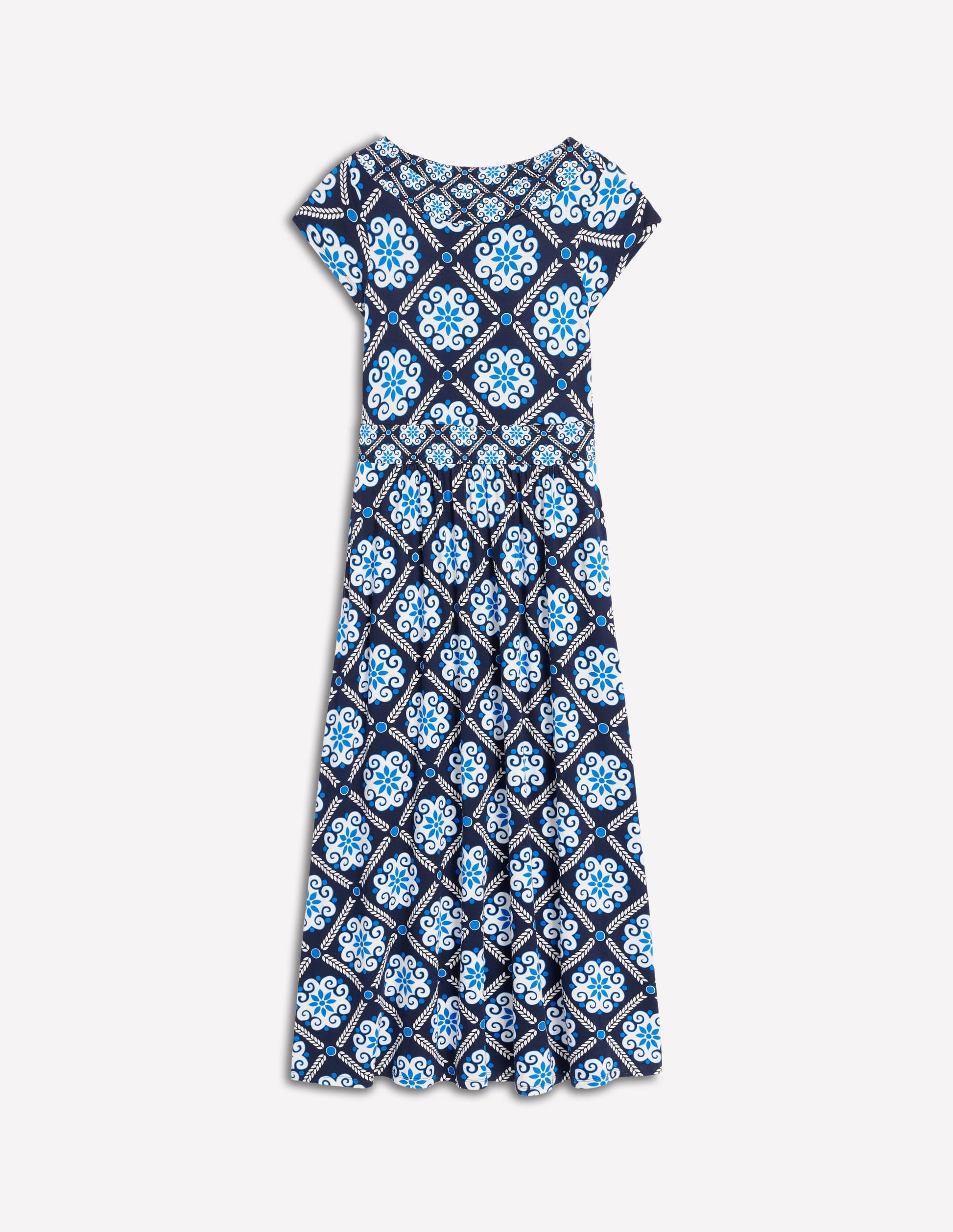 Melanie Jersey Midi Dress-French Navy, Baroque Tile-2