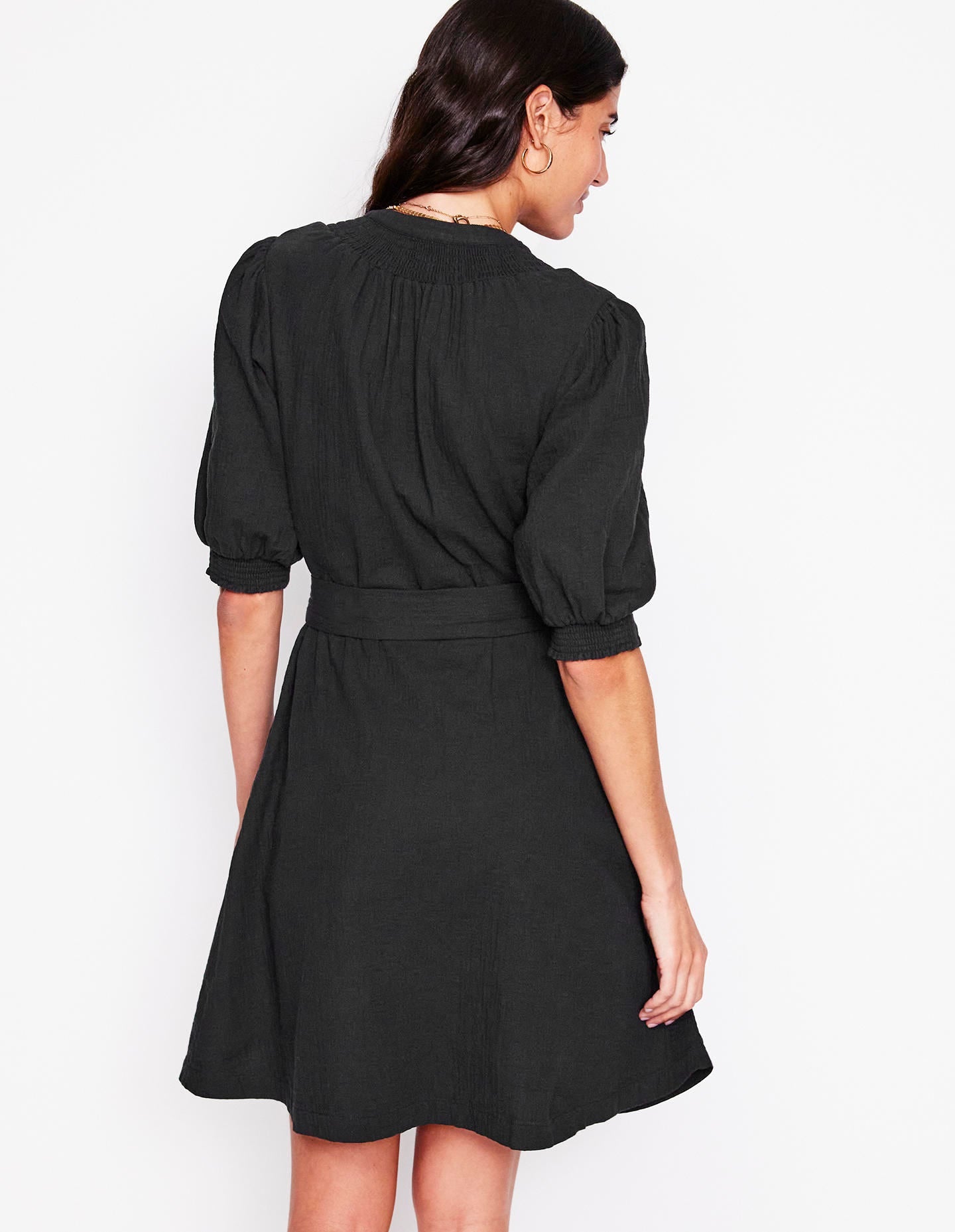 Ada Double Cloth Short Dress-Black-3