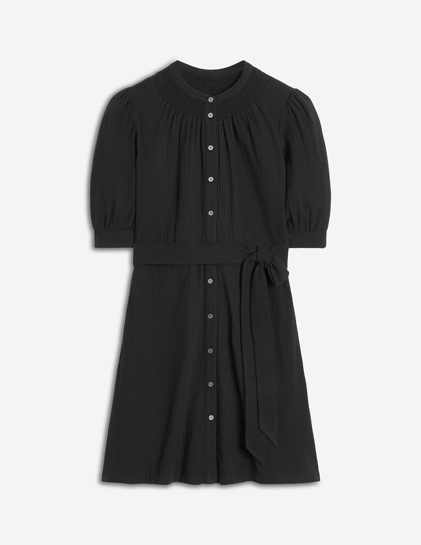 Ada Double Cloth Short Dress-Black-5