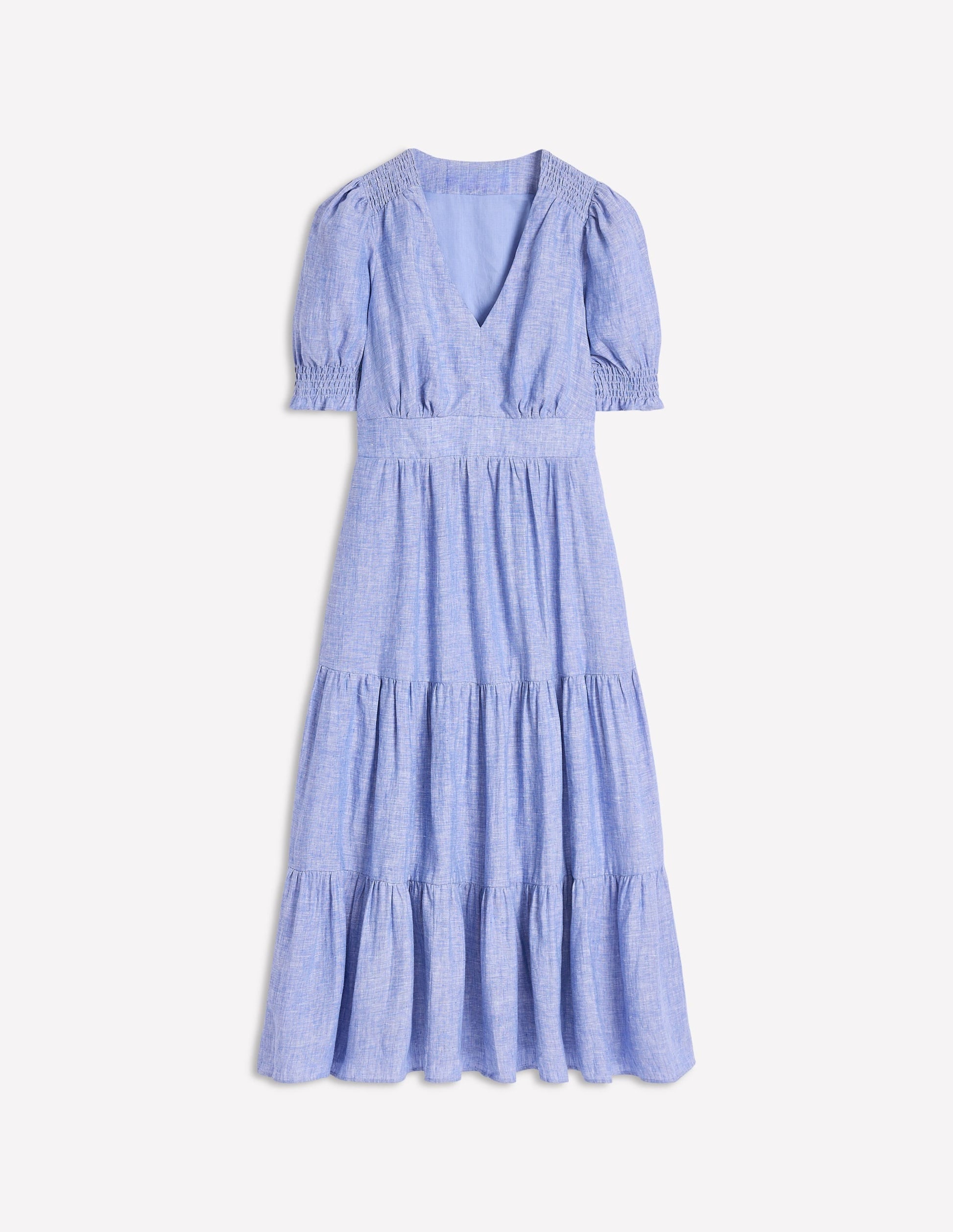 Anna Linen Tiered Midi Dress-Summer Blue Chambray-8