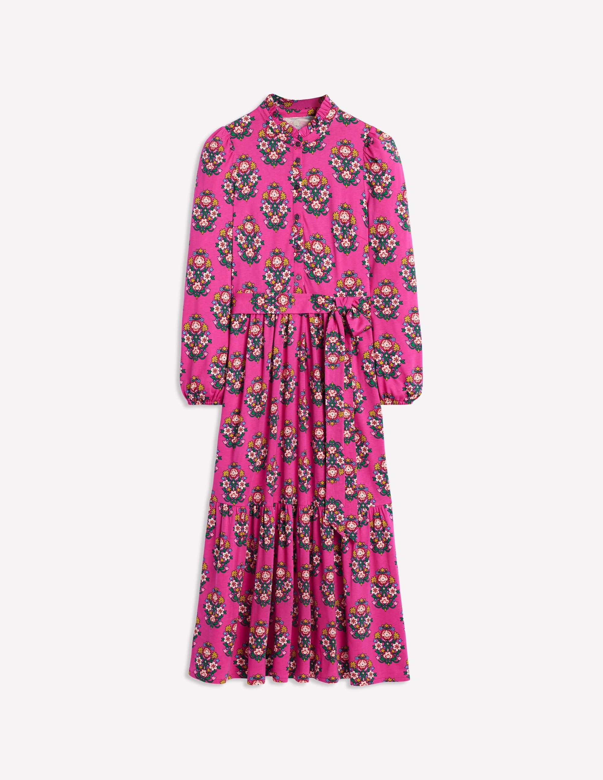 Willow Tiered Jersey Dress-Cosmos Pink, Wildflower Stamp - Image 8