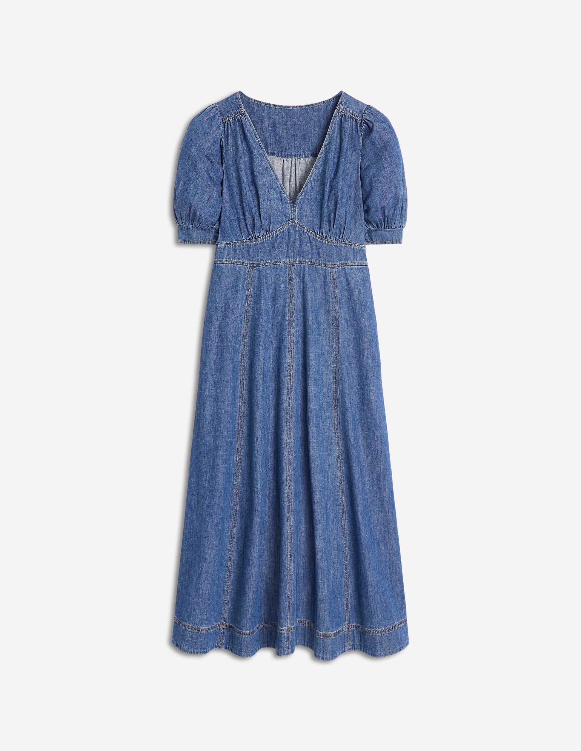 Denim Panel Tea Dress-Mid Vintage-6