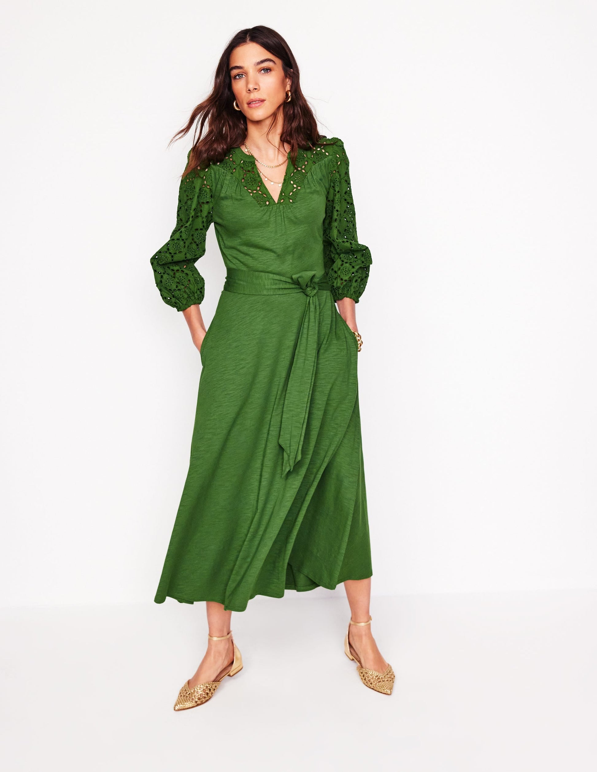 Eden Broderie Jersey Dress-Promenade Green-1