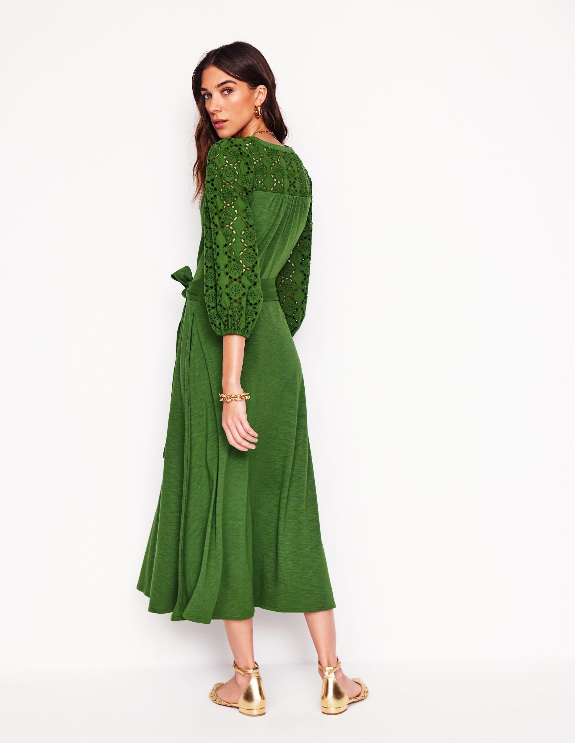 Eden Broderie Jersey Dress-Promenade Green-3