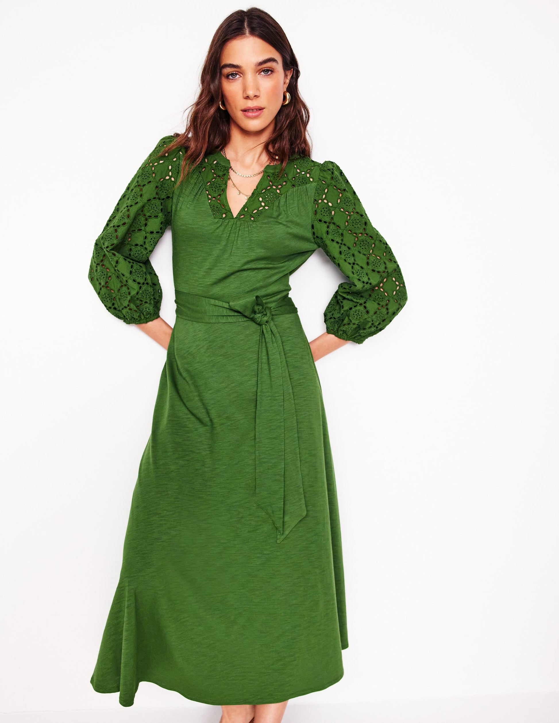 Eden Broderie Jersey Dress-Promenade Green-4