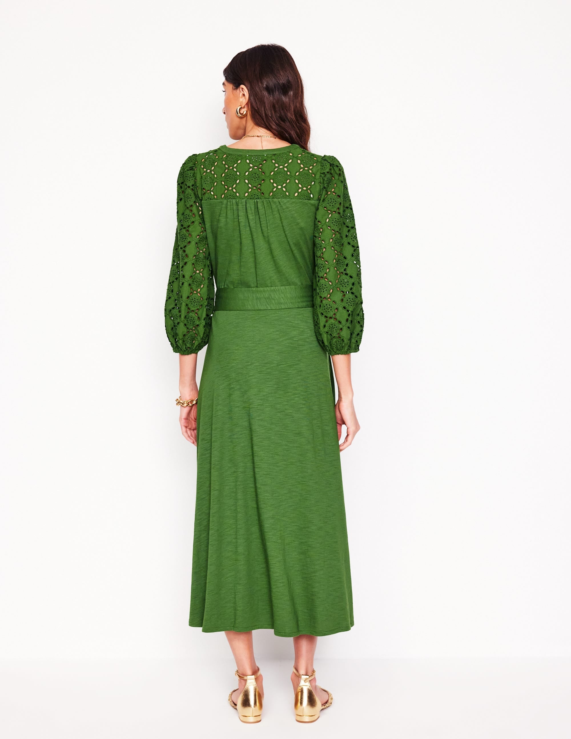 Eden Broderie Jersey Dress-Promenade Green - Image 6