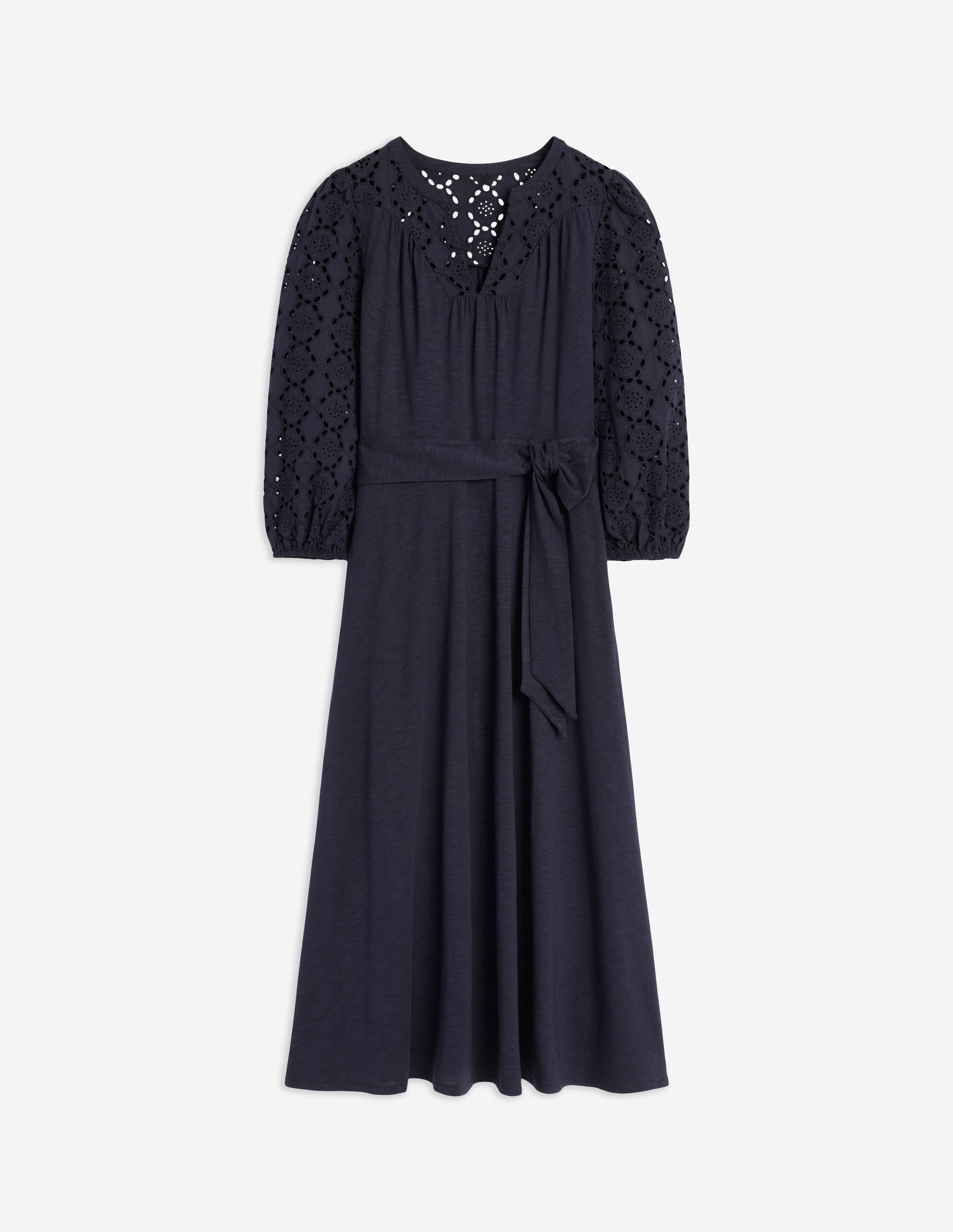 Eden Broderie Jersey Dress-Navy-5