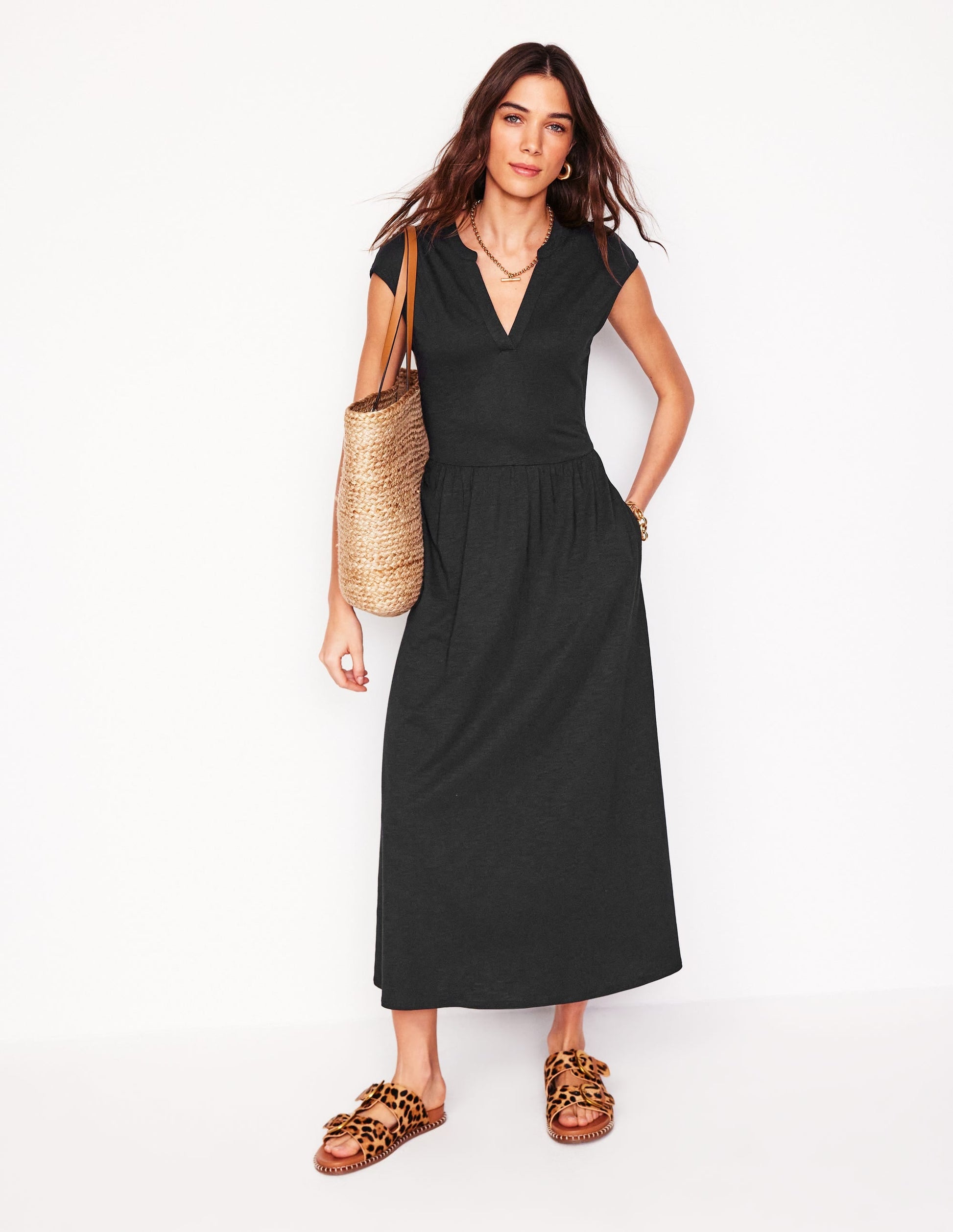 Chloe Jersey Midi Dress-Black-1