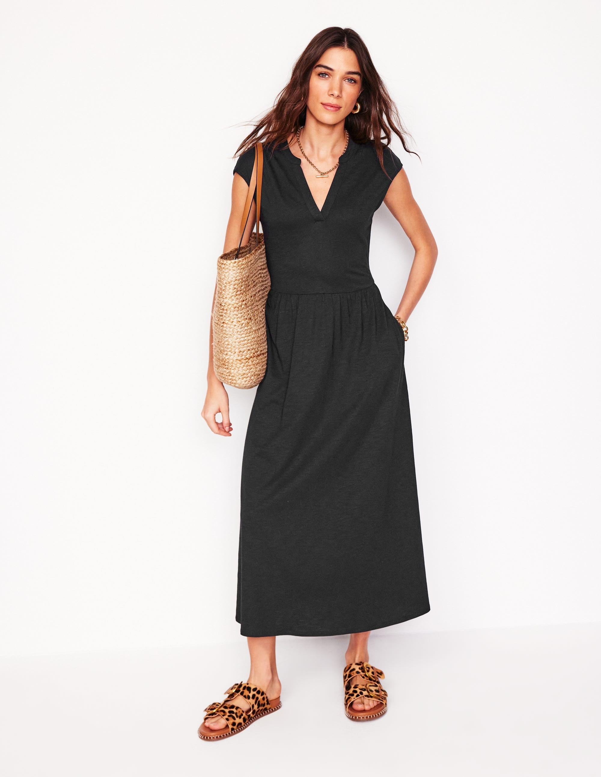 Chloe Jersey Midi Dress-Black - Image 1