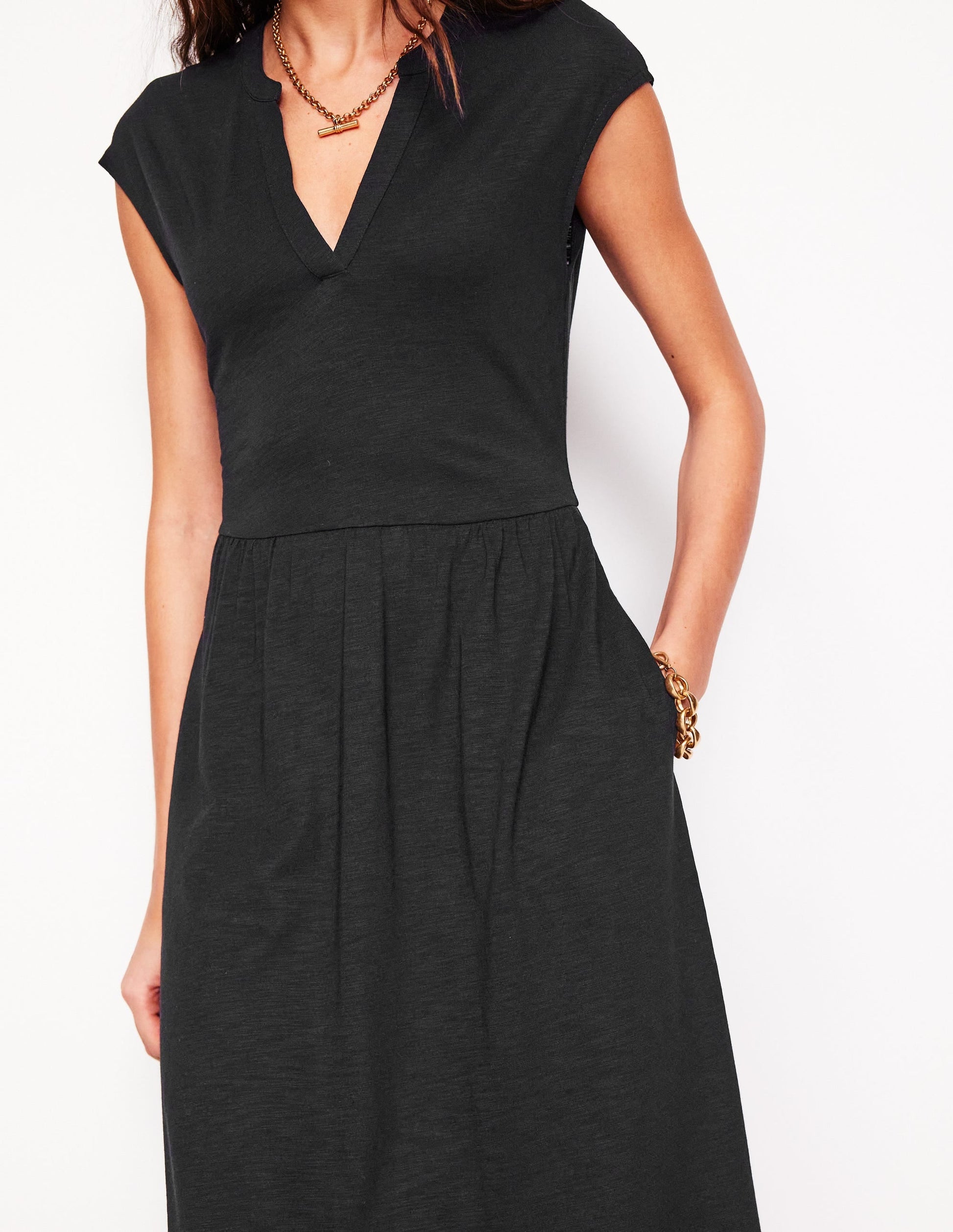 Chloe Jersey Midi Dress-Black-3