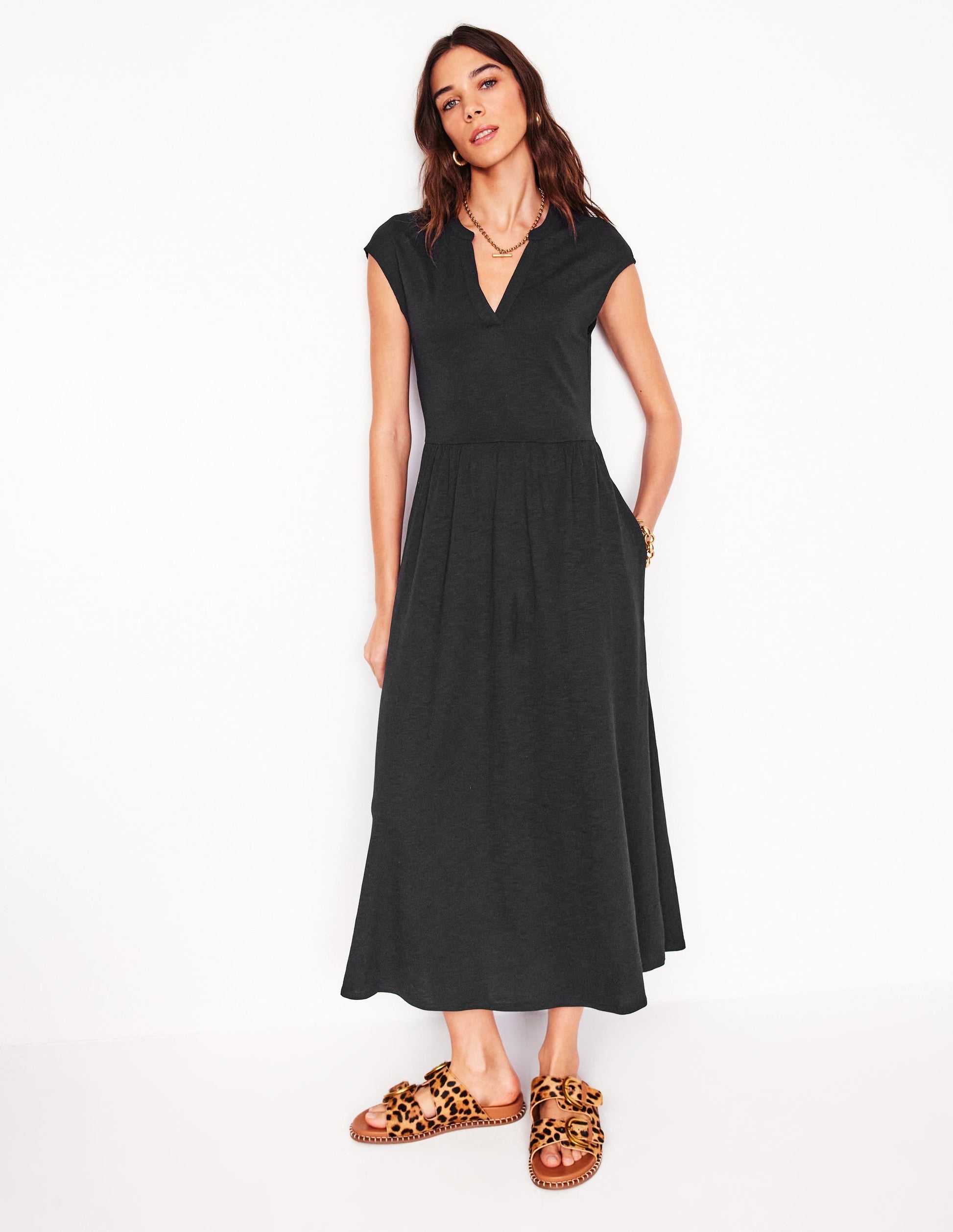Chloe Jersey Midi Dress-Black-5