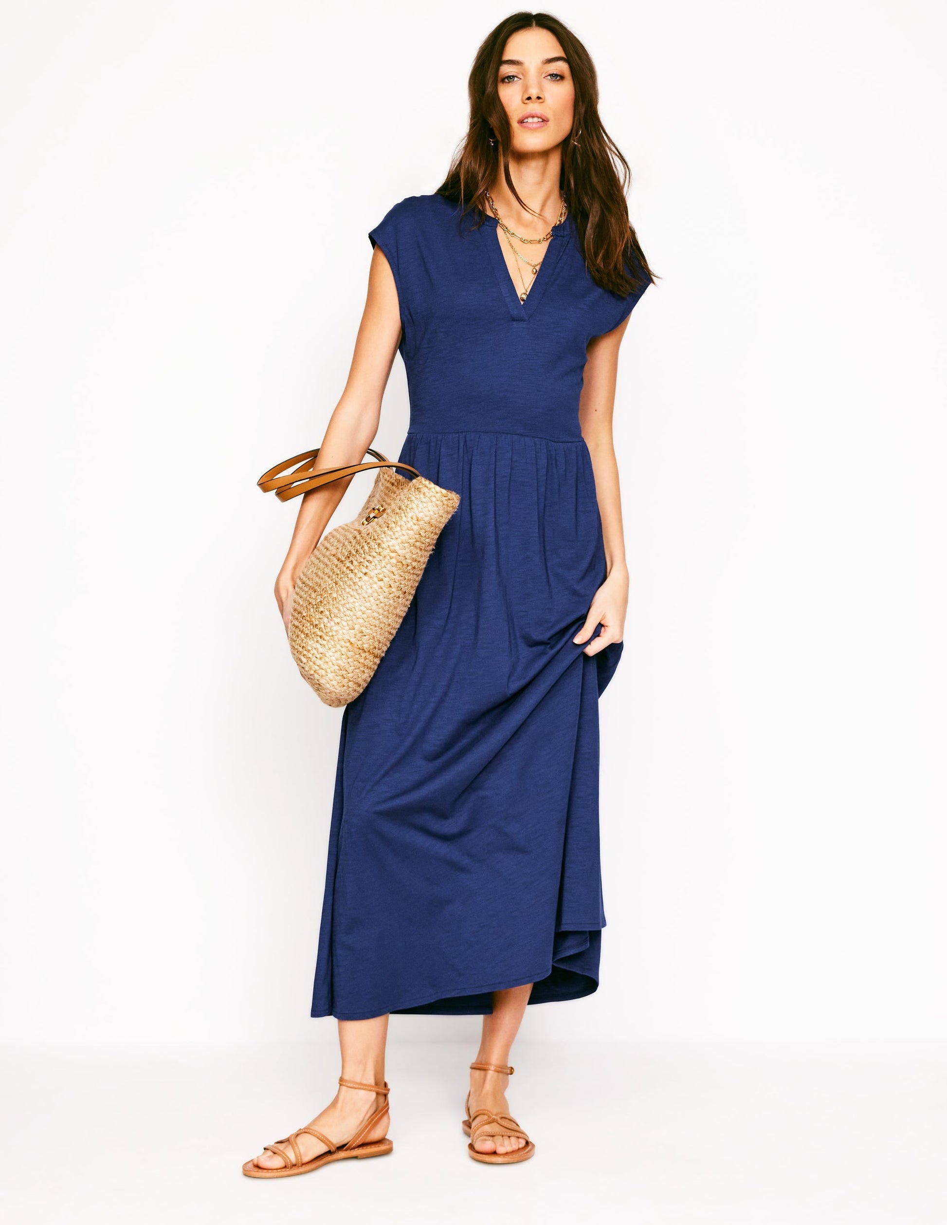 Chloe Jersey Midi Dress-Starboard Blue-2