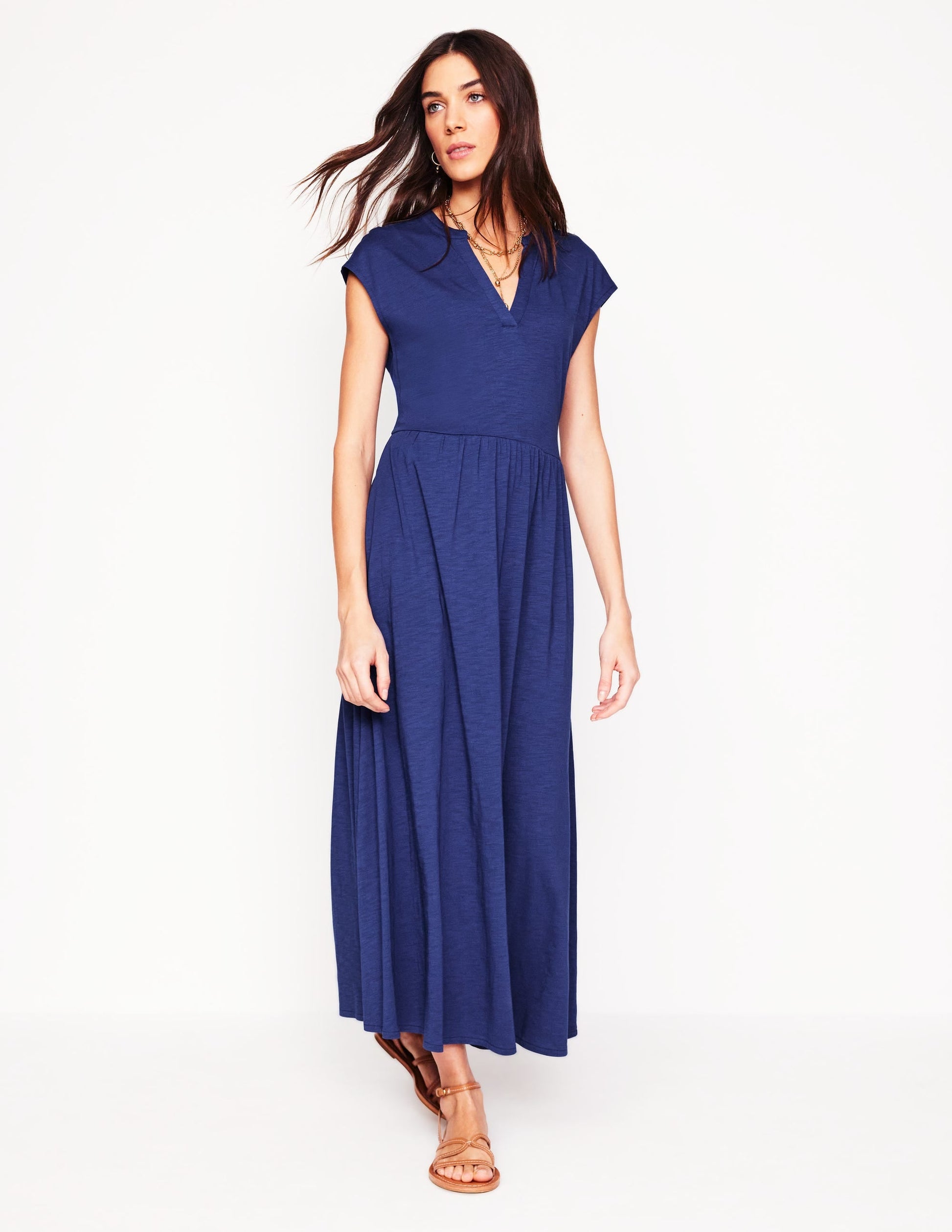 Chloe Jersey Midi Dress-Starboard Blue-5