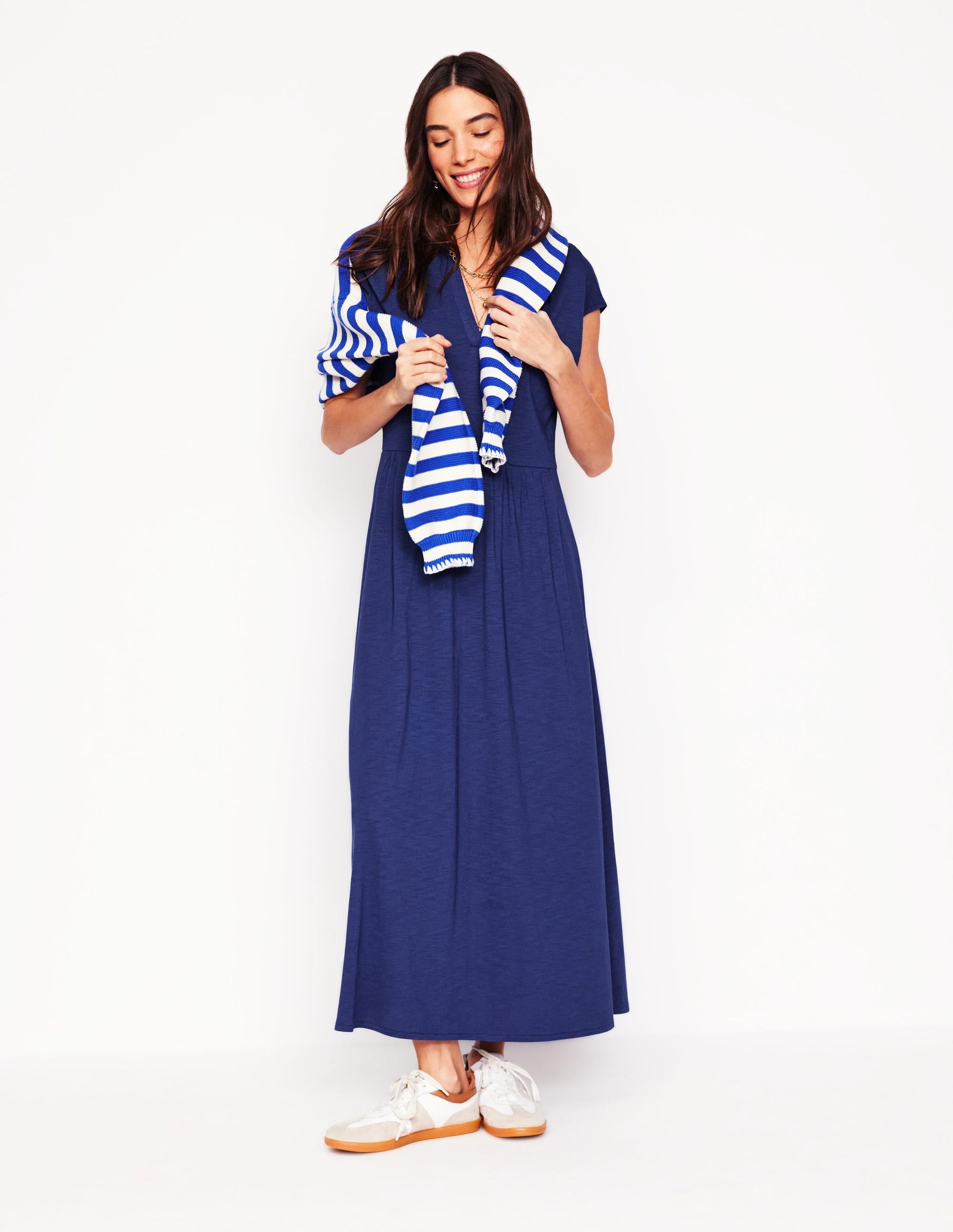 Chloe Jersey Midi Dress-Starboard Blue-6
