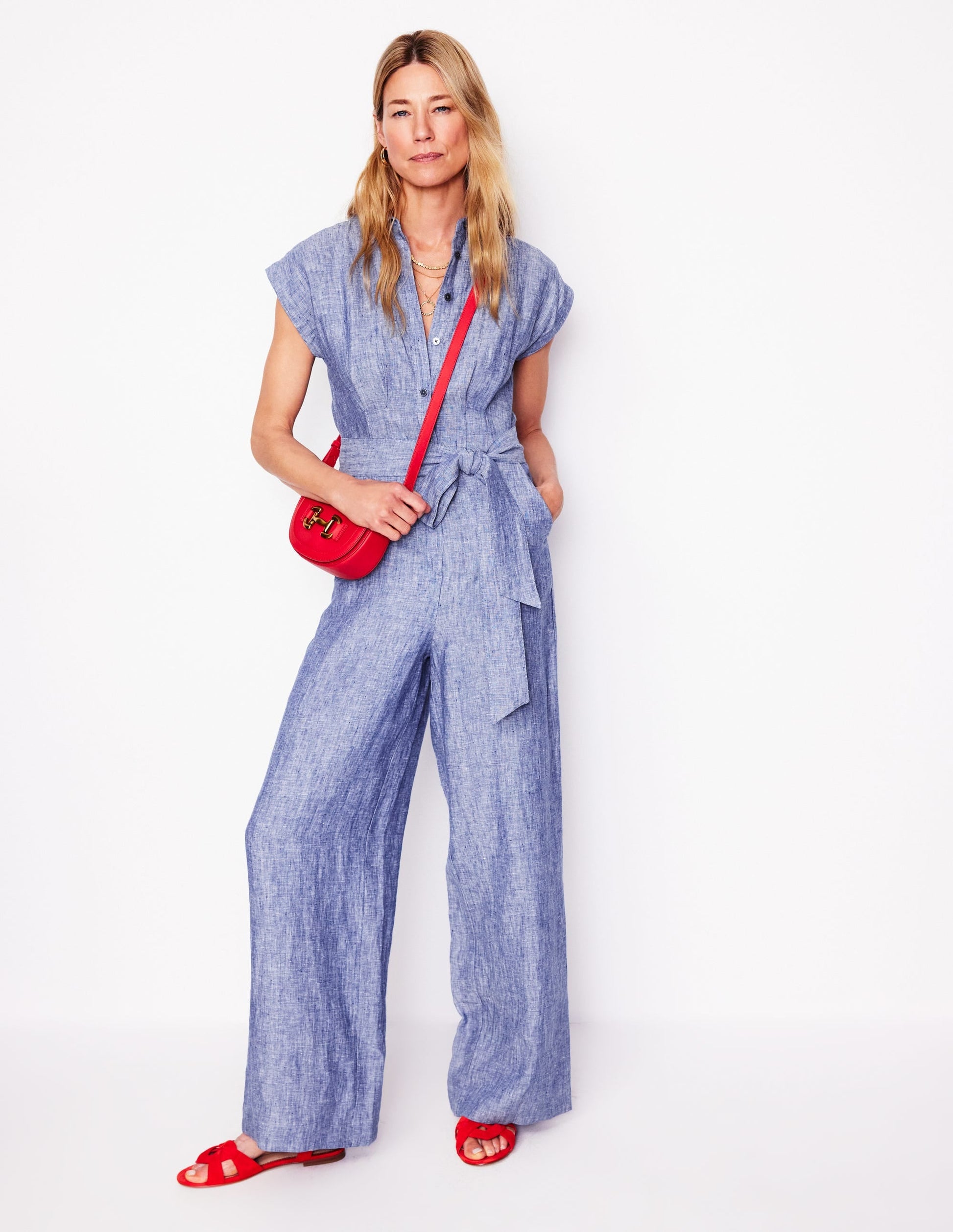 Colette Linen Jumpsuit-Authentic Blue Chambray-5