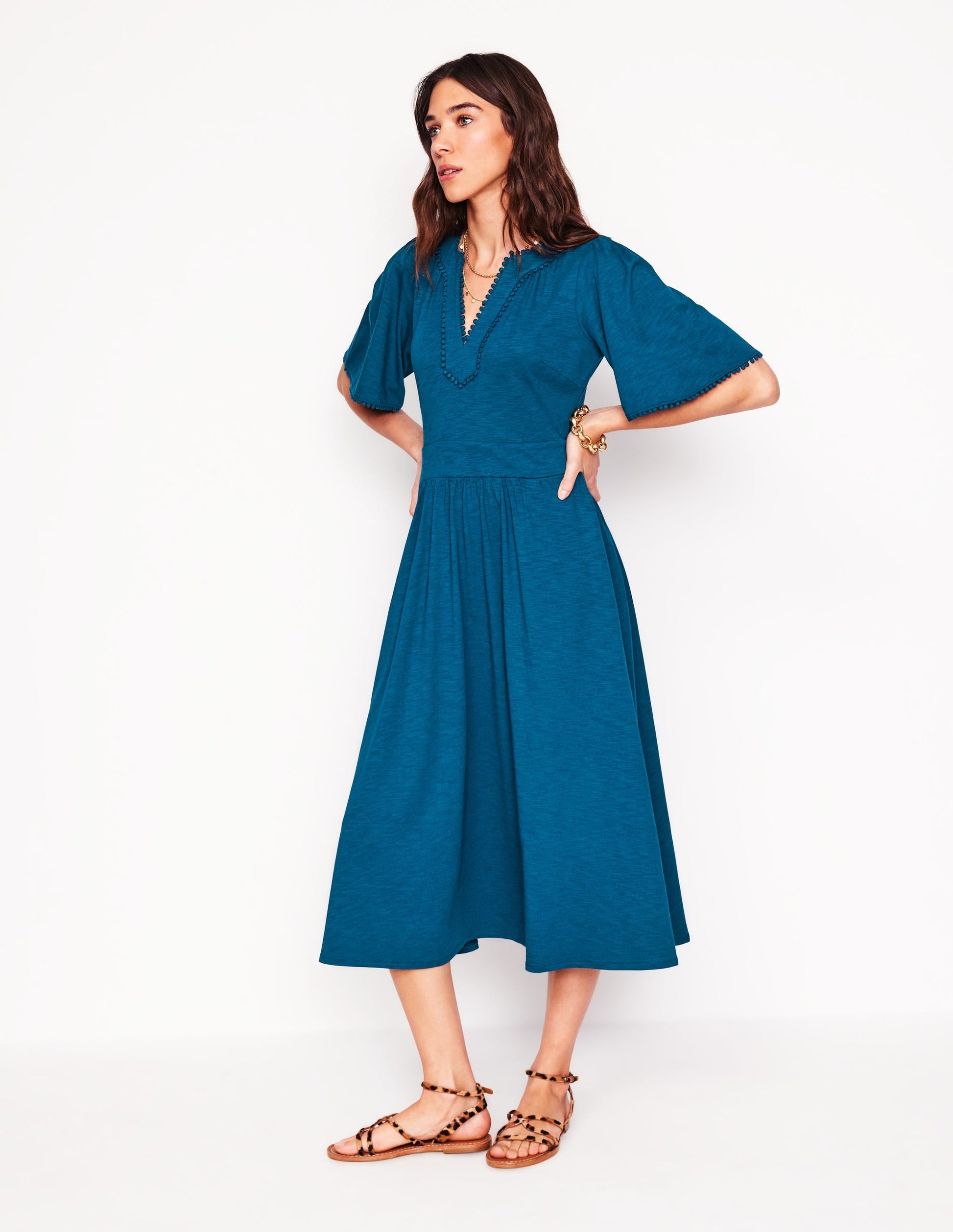 Maddie Trim Jersey Dress-Harbour Blue-1