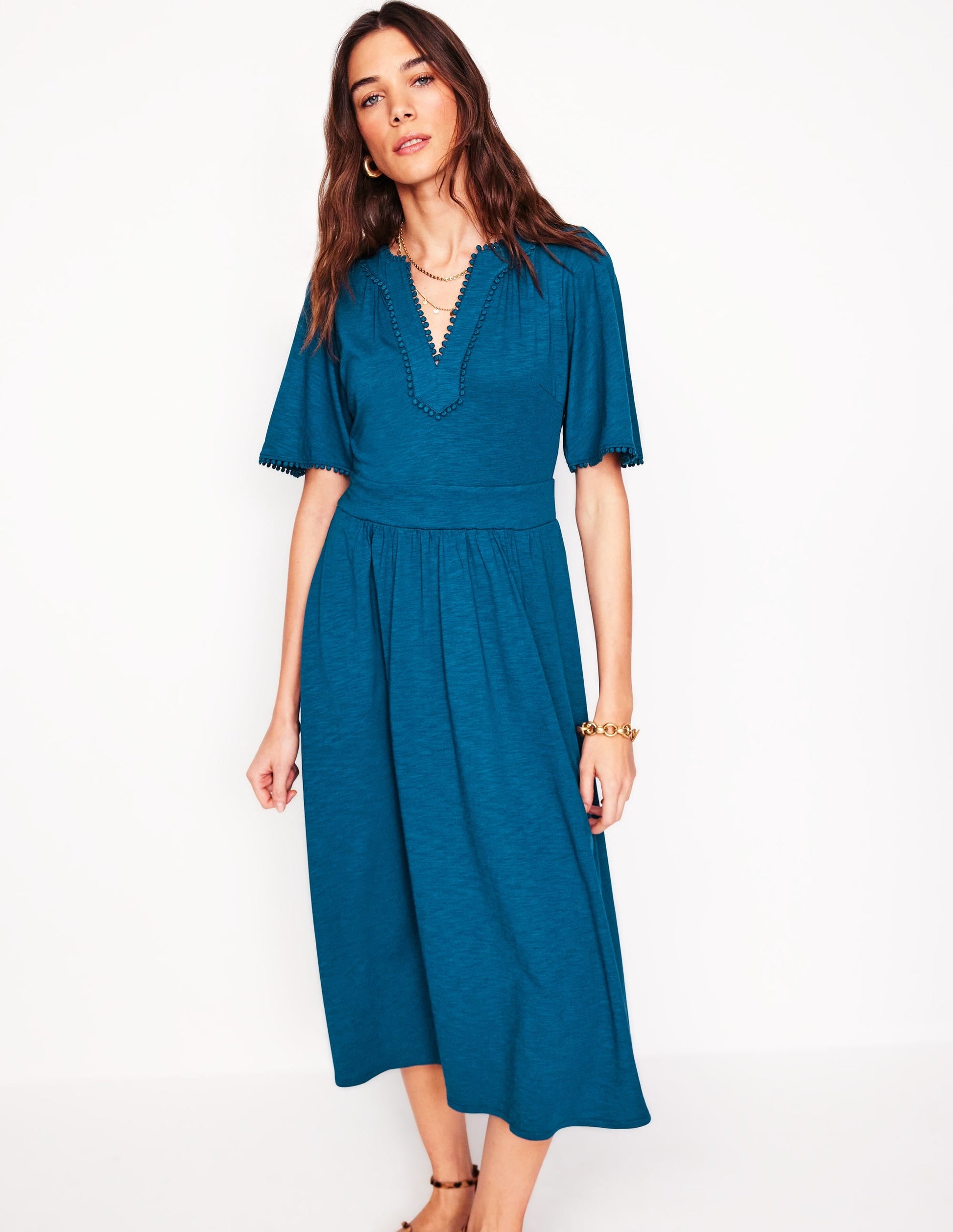 Maddie Trim Jersey Dress-Harbour Blue-2