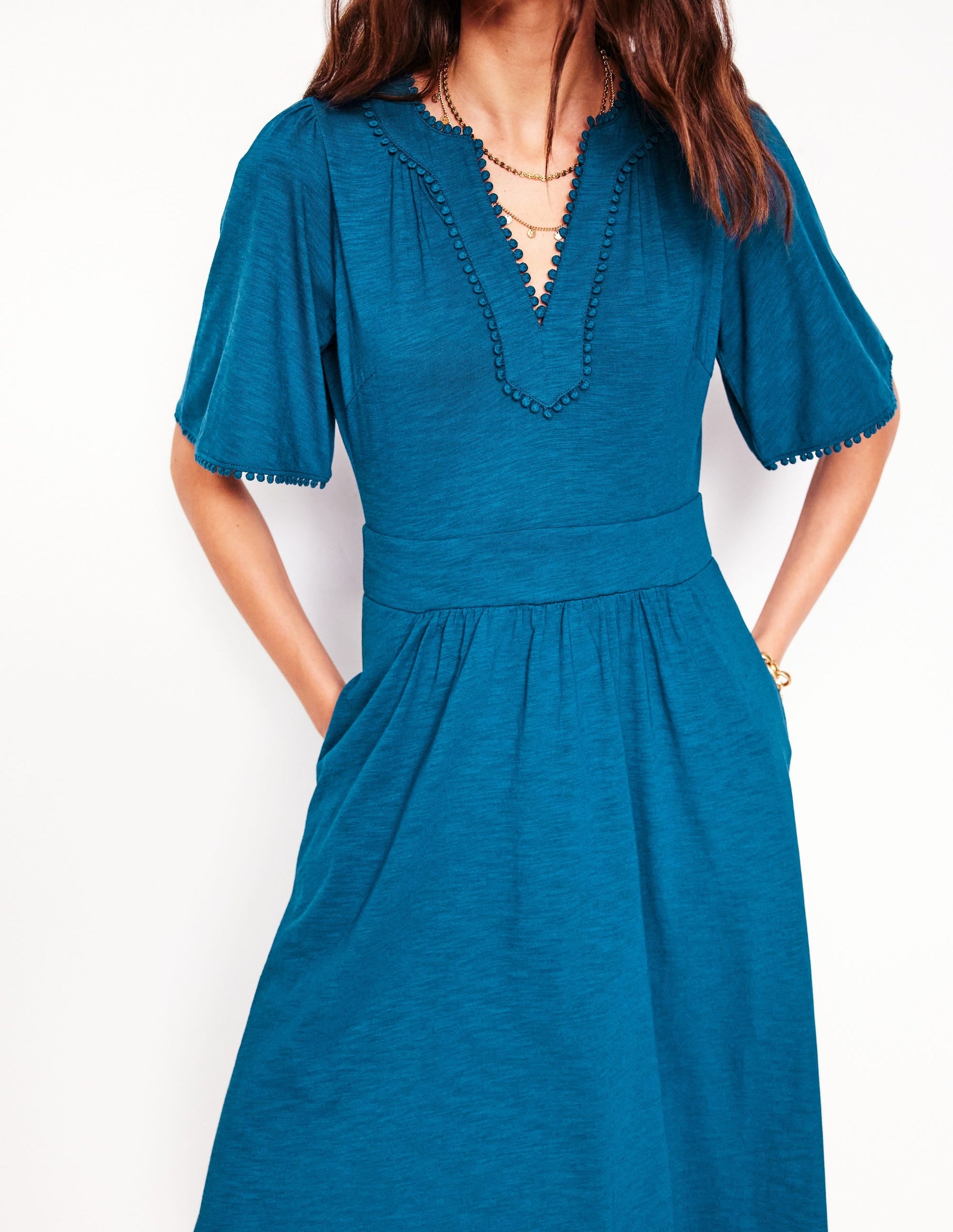 Maddie Trim Jersey Dress-Harbour Blue-3