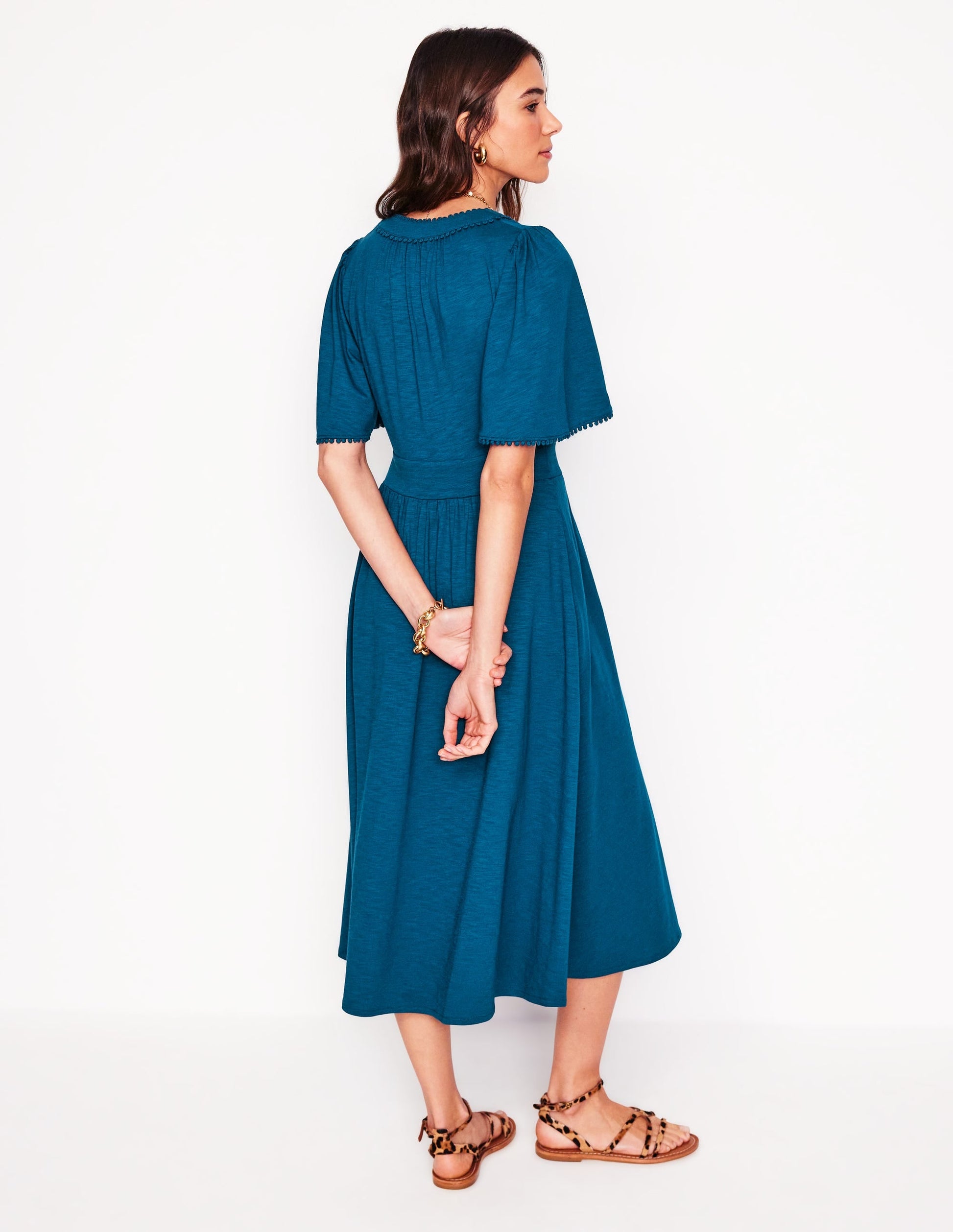 Maddie Trim Jersey Dress-Harbour Blue-4