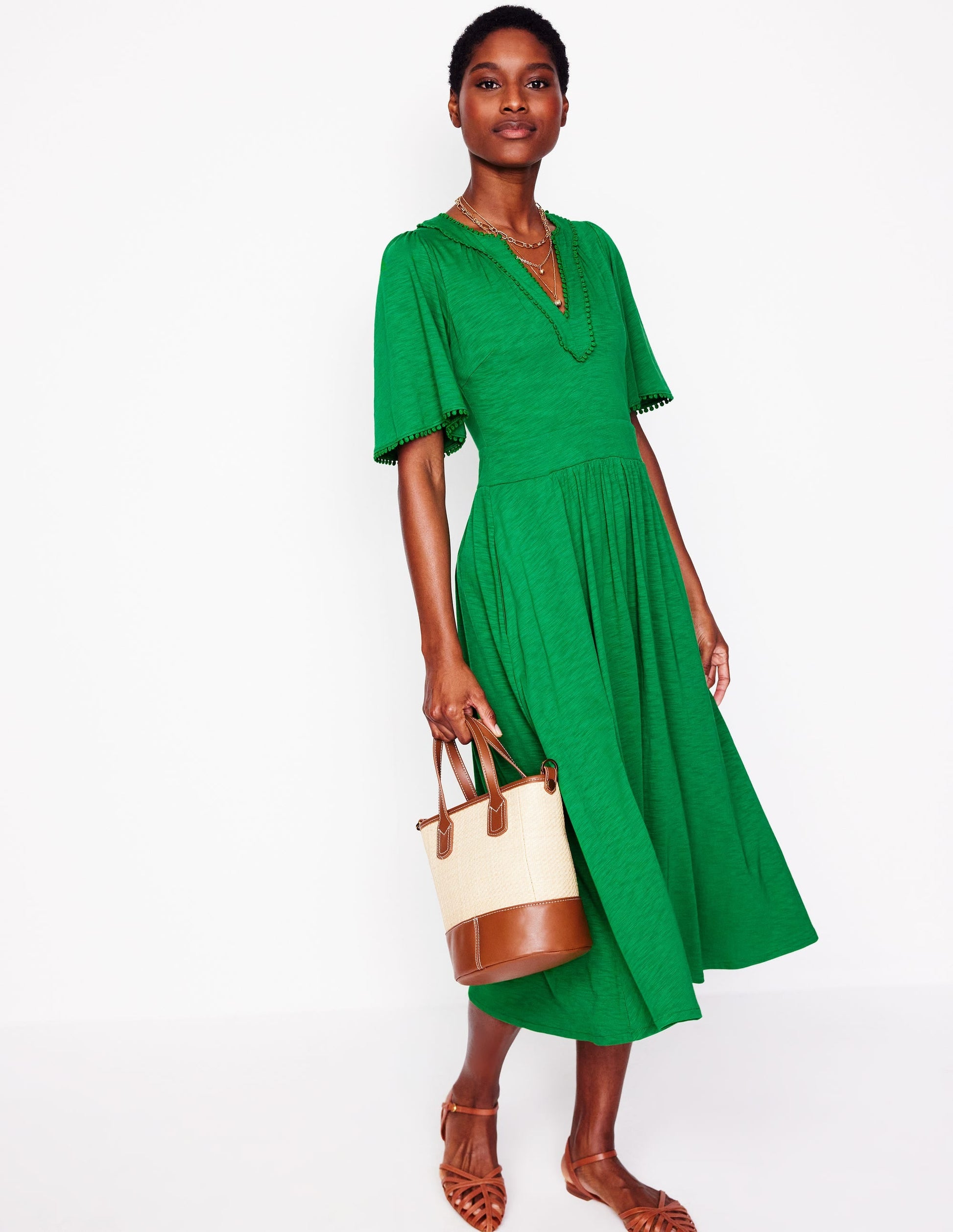 Maddie Trim Jersey Dress-Paradise Green-1
