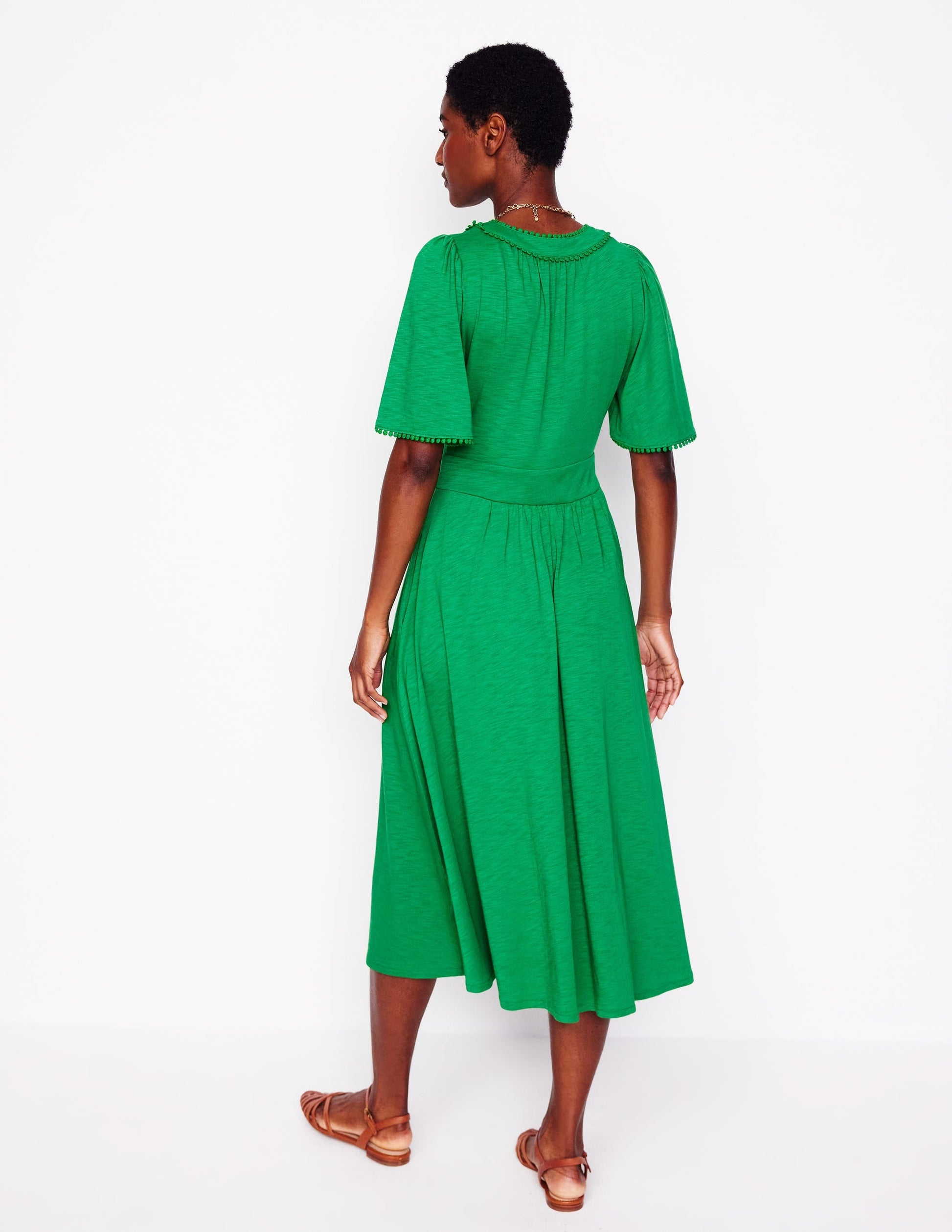 Maddie Trim Jersey Dress-Paradise Green-3
