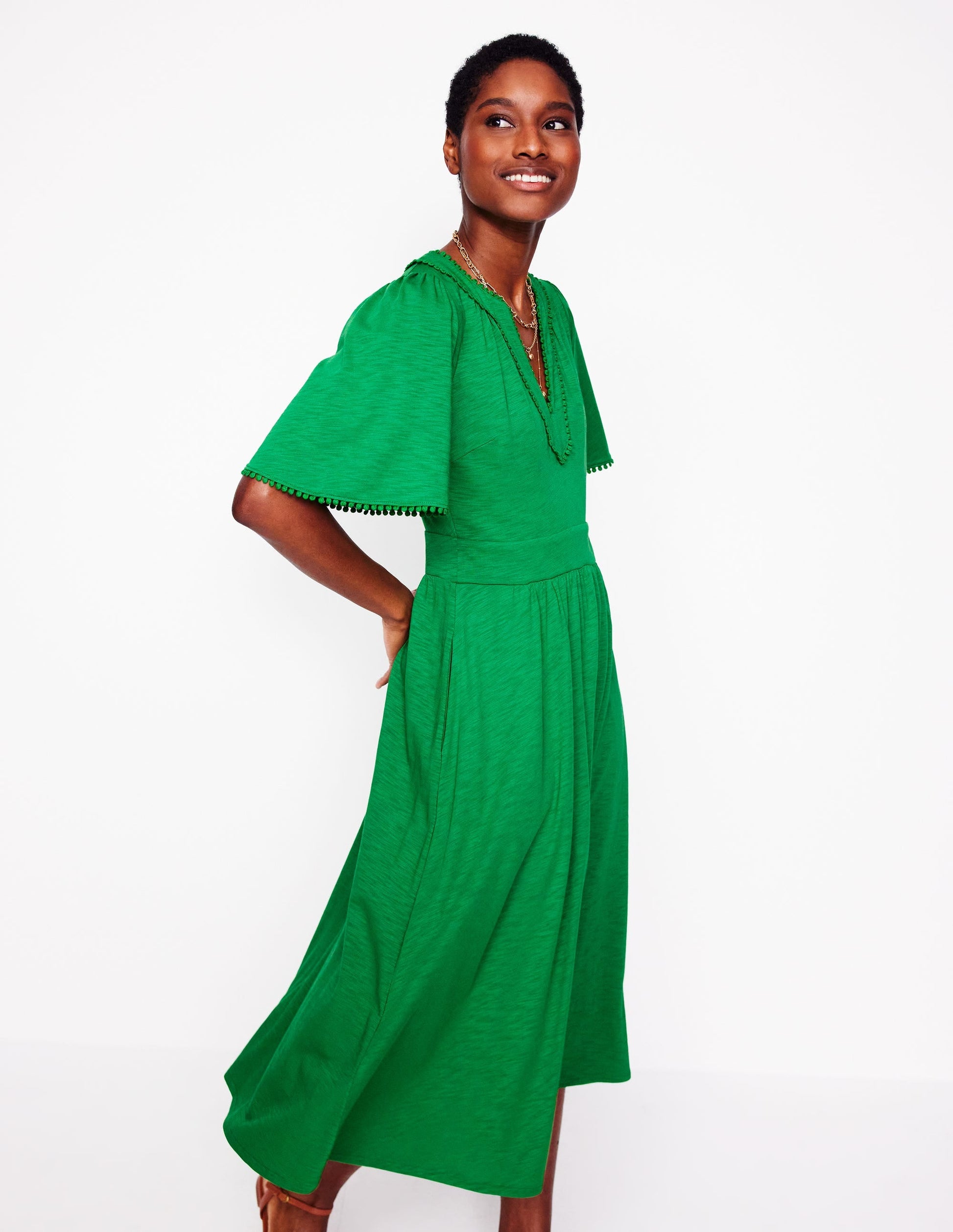 Maddie Trim Jersey Dress-Paradise Green-4