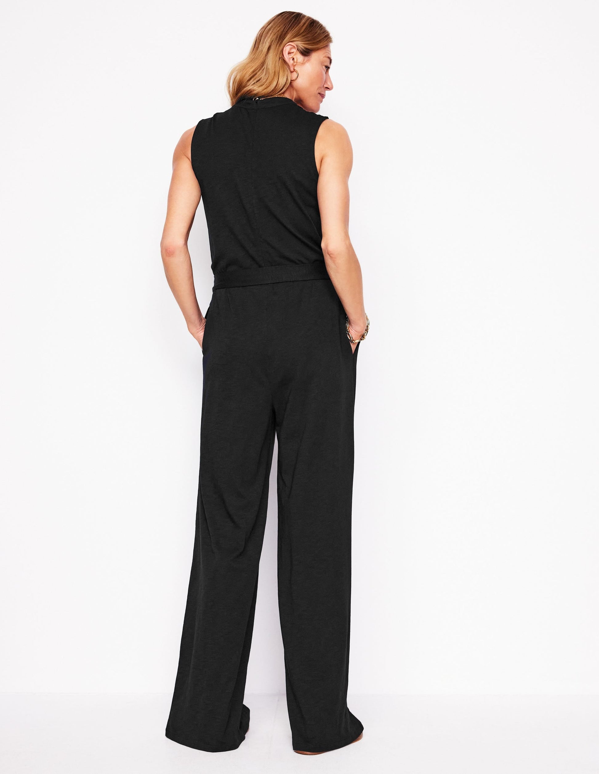 Naomi Notch Jersey Jumpsuit-Black-3