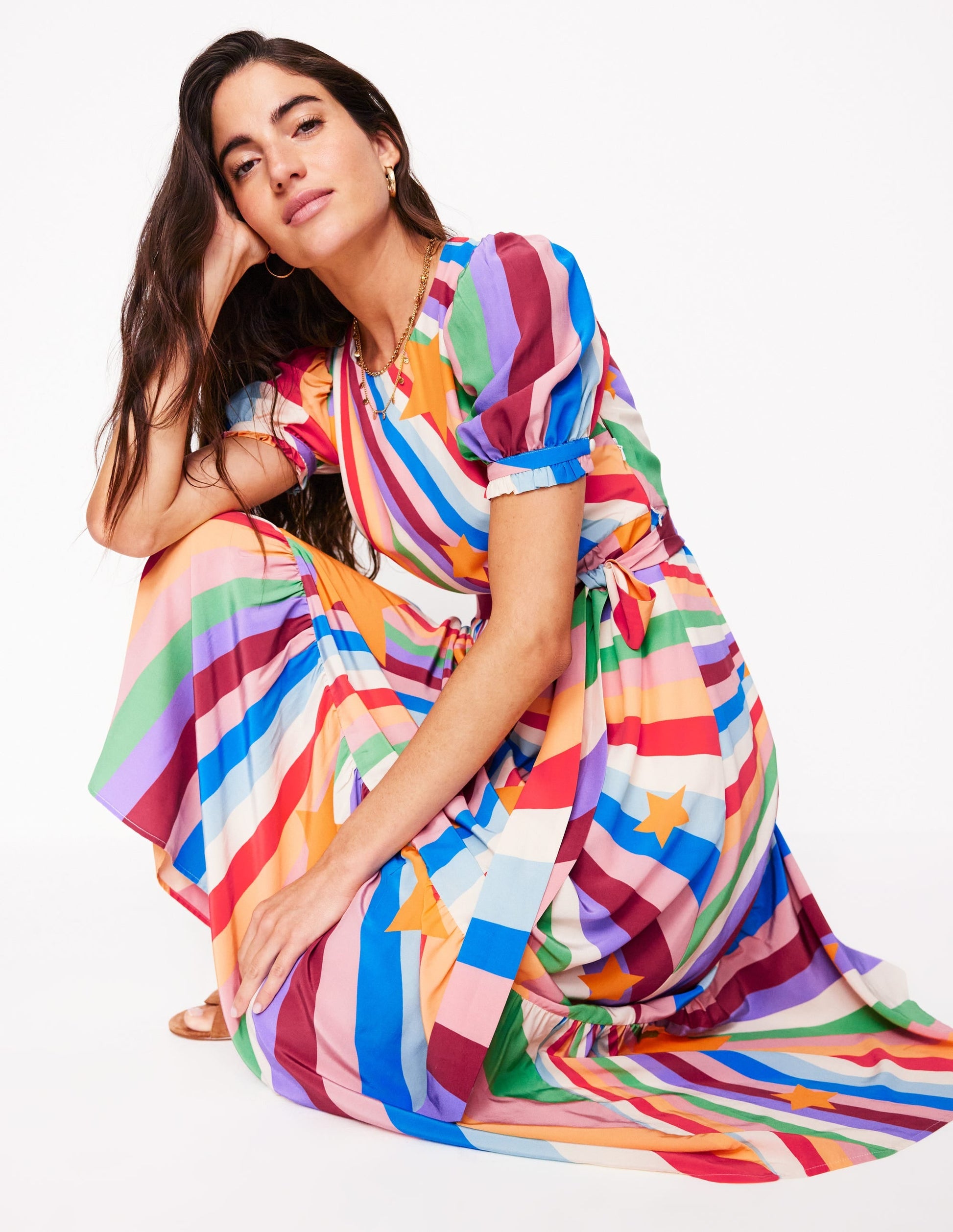 Blouson Crew Neck Dress-Multi, Supernova-1