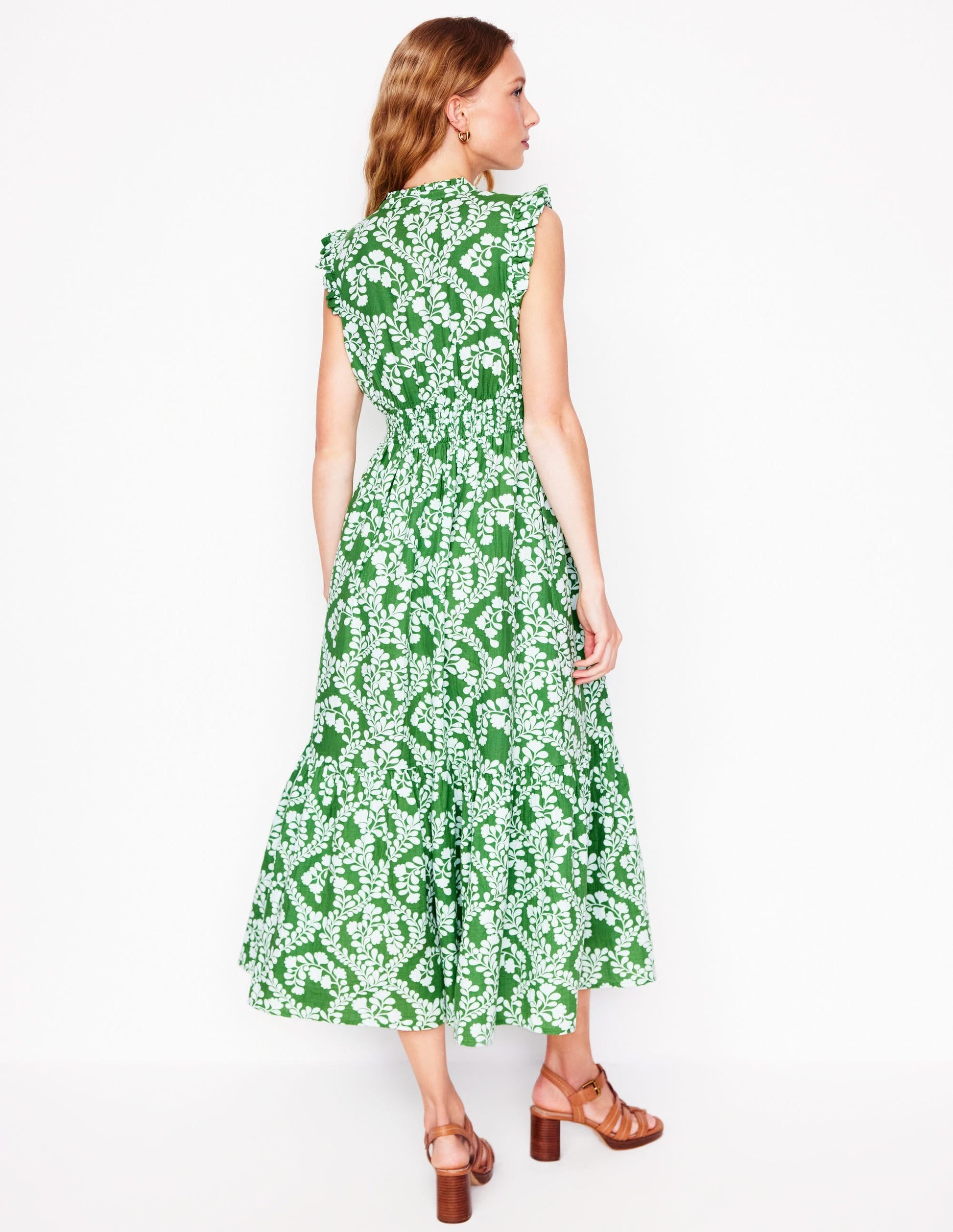 Wren Double Cloth Midi Dress-Paradise Green, Vine-3